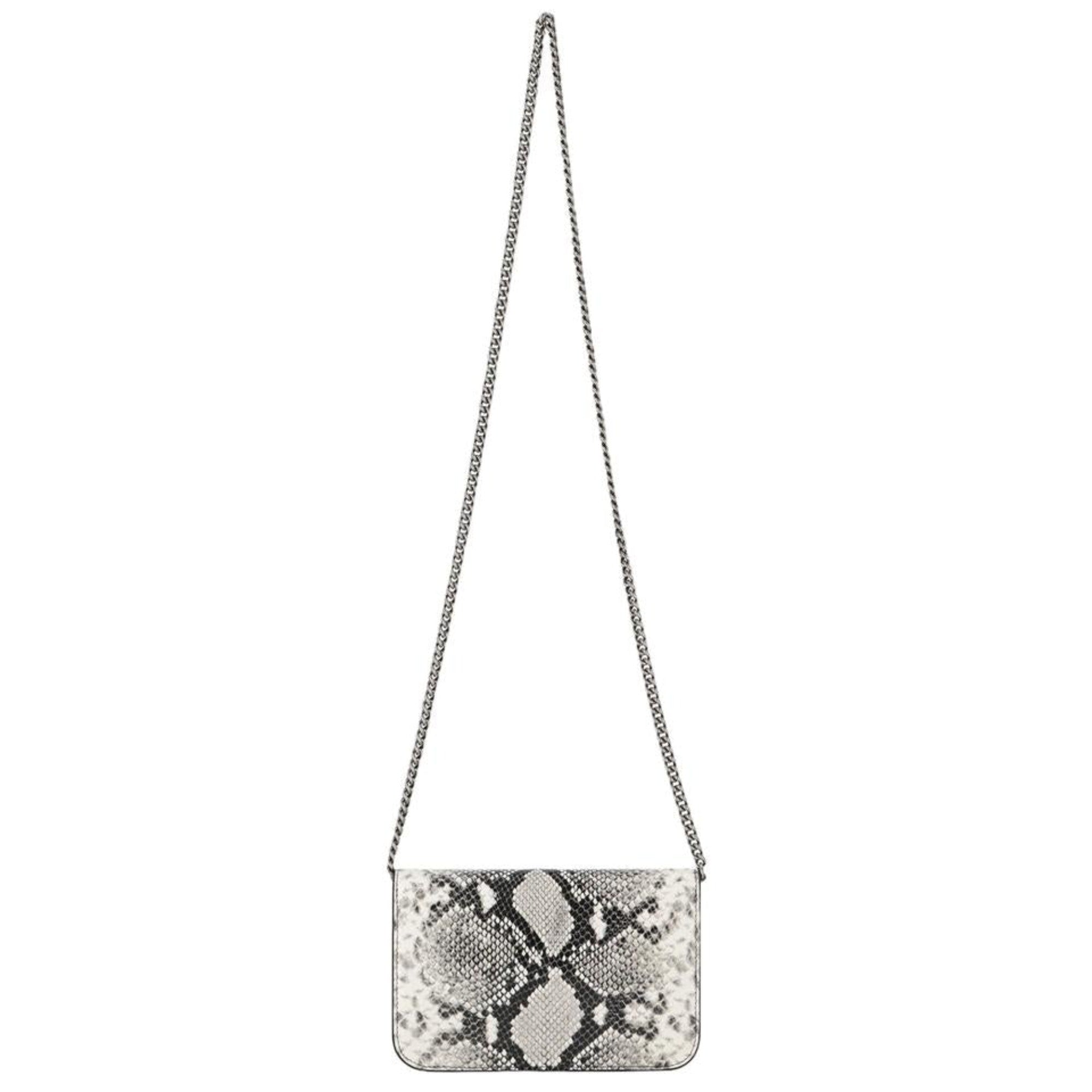 Balenciaga Python Print Wallet: Luxury Leather Chain Bag Elegance