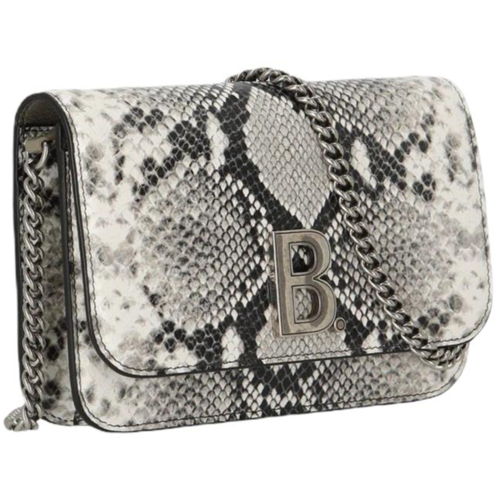 Balenciaga Python Print Wallet: Luxury Leather Chain Bag Elegance