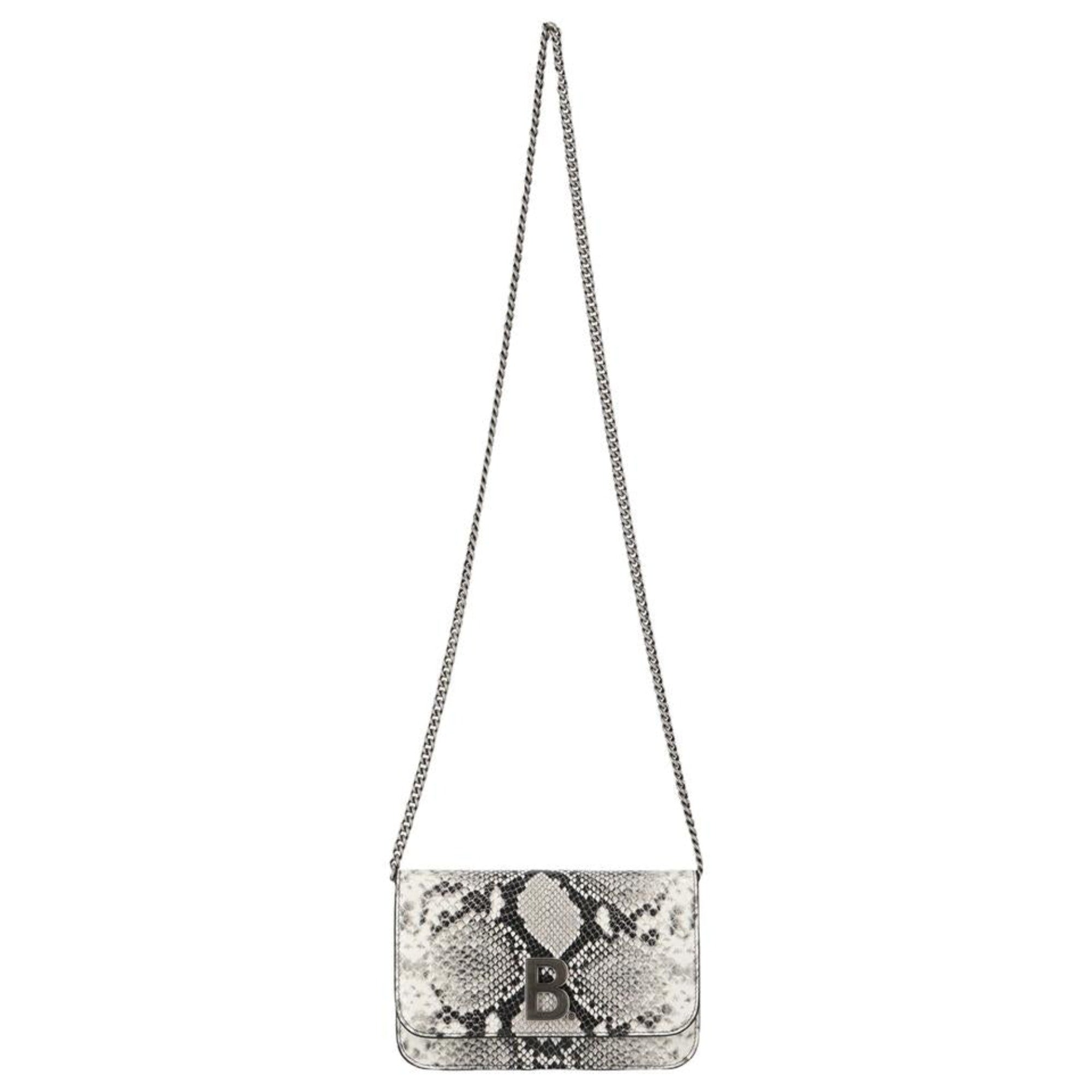 Balenciaga Python Print Wallet: Luxury Leather Chain Bag Elegance