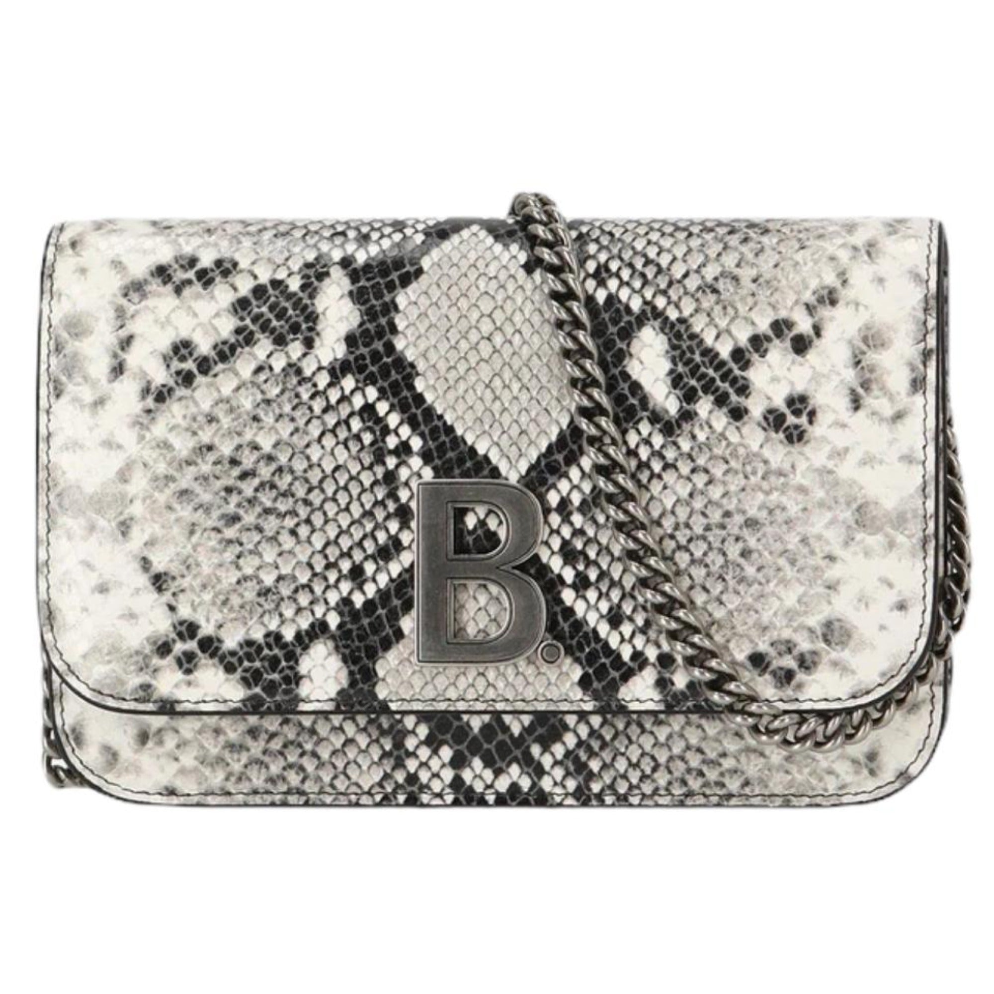 Balenciaga Python Print Wallet: Luxury Leather Chain Bag Elegance