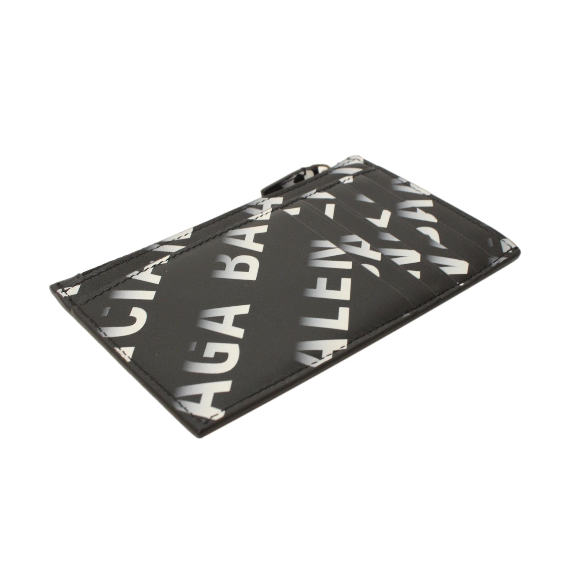 Black Zip Wallet for Men - Balenciaga Leather Mens Wallet