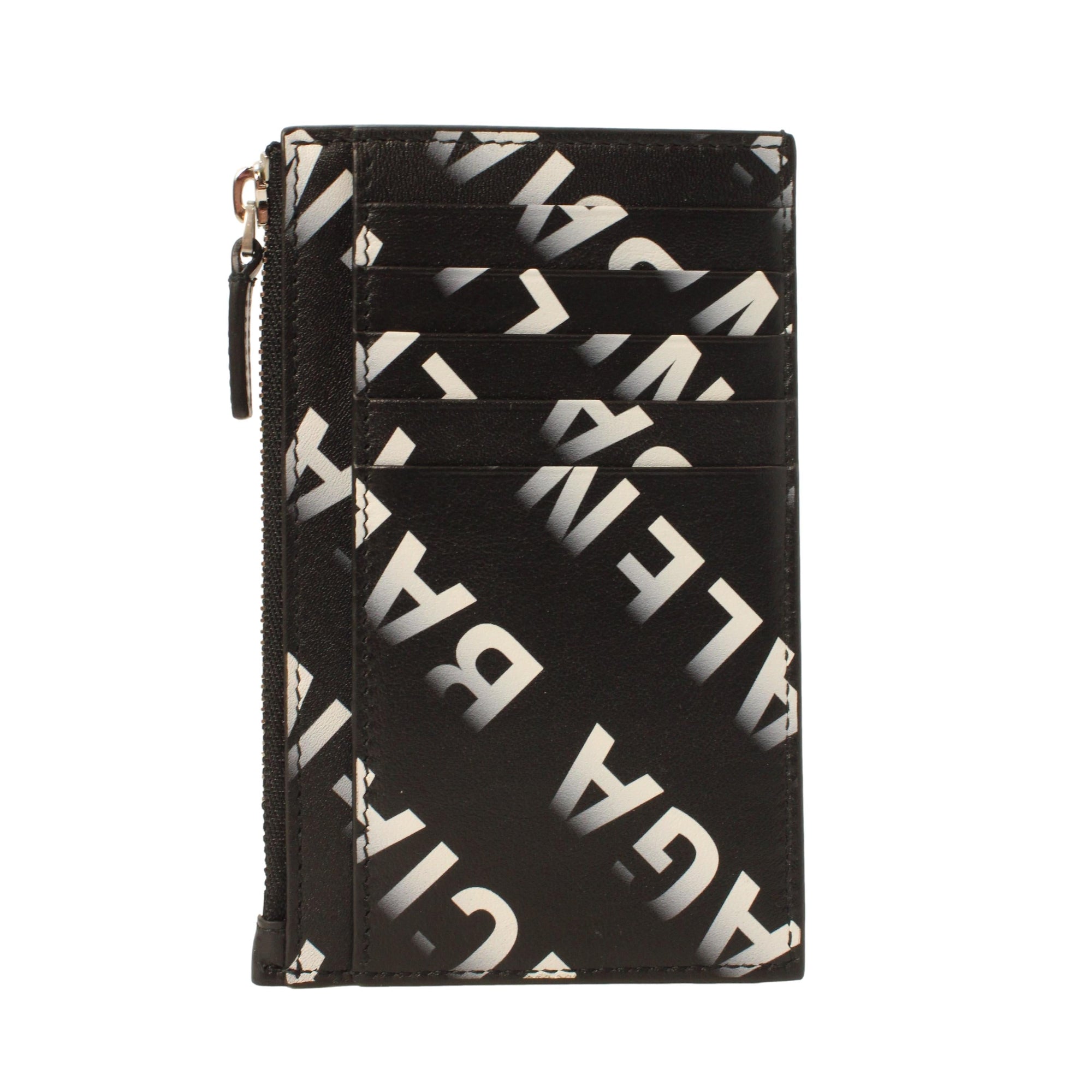 Black Zip Wallet for Men - Balenciaga Leather Mens Wallet