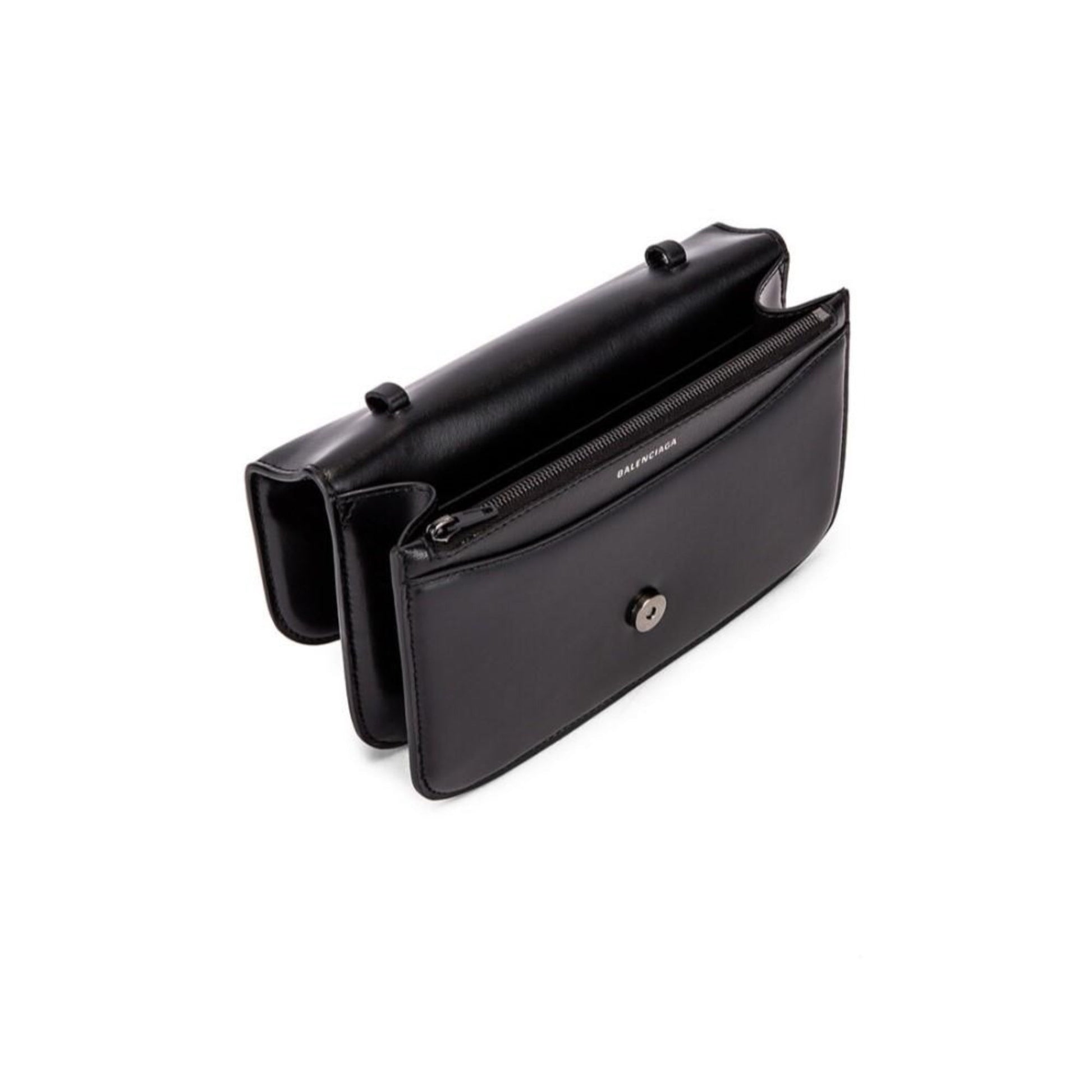 Balenciaga Black Calfskin Leather Chain Wallet Shoulder Bag