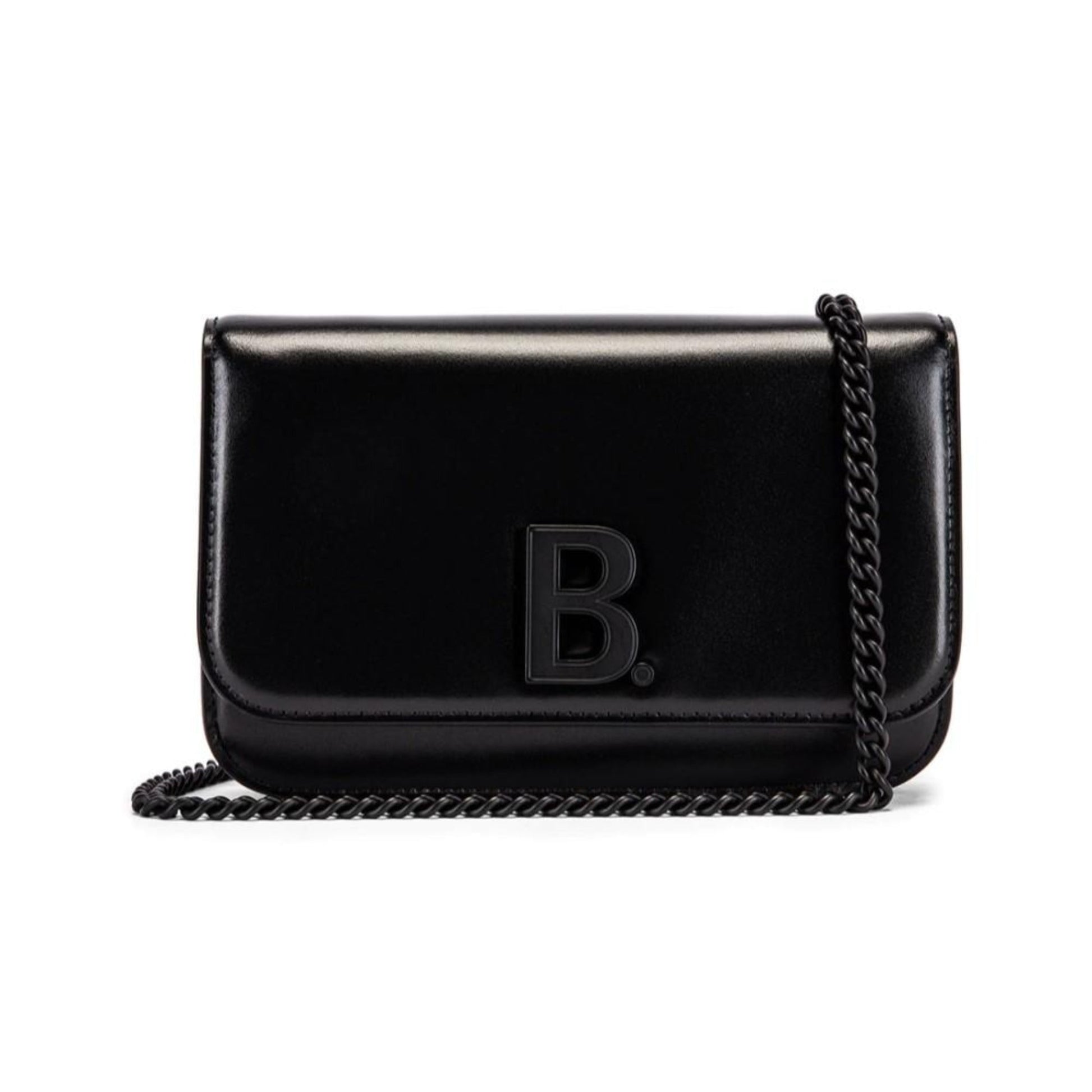 Balenciaga Black Calfskin Leather Chain Wallet Shoulder Bag
