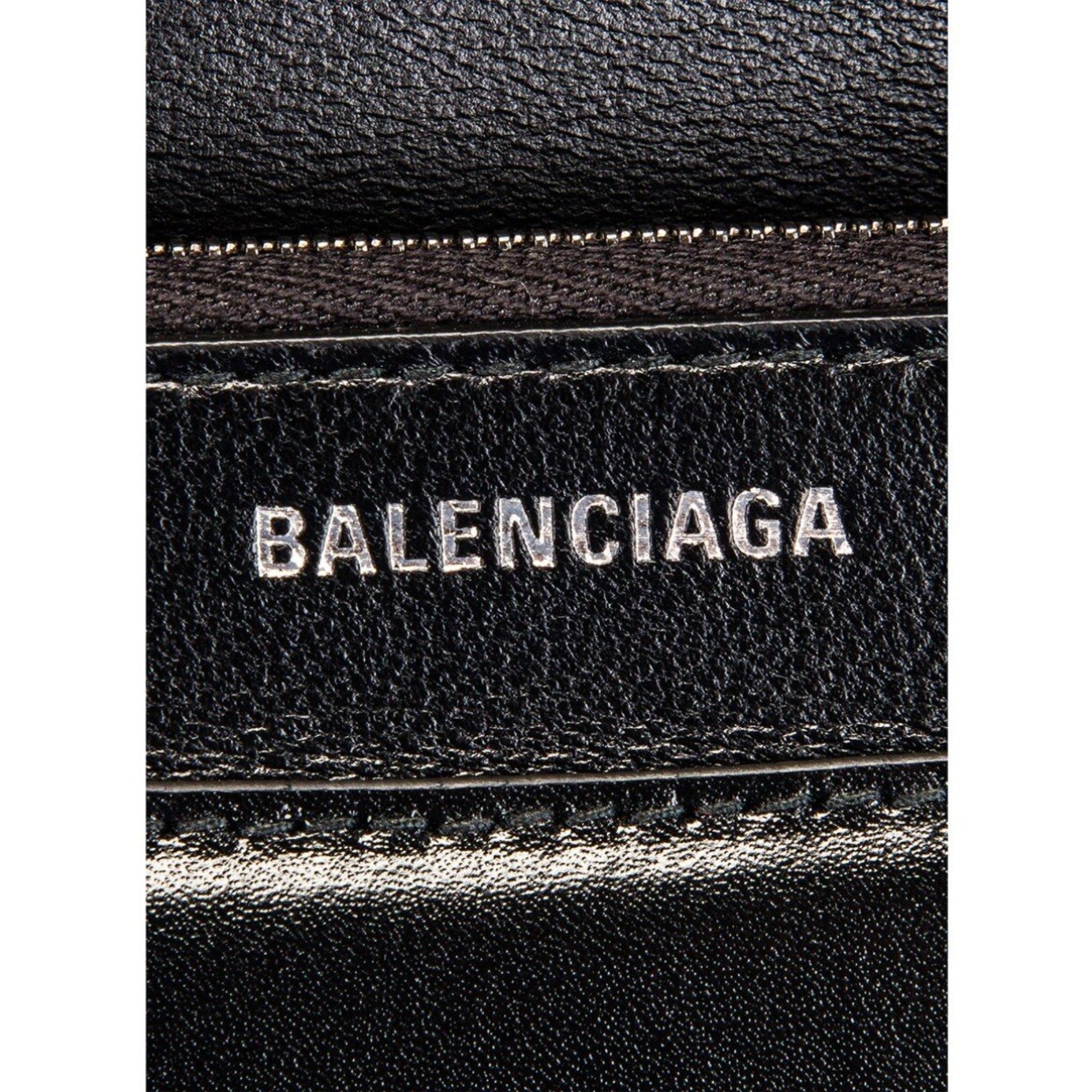 Balenciaga Black Calfskin Leather Chain Wallet Shoulder Bag