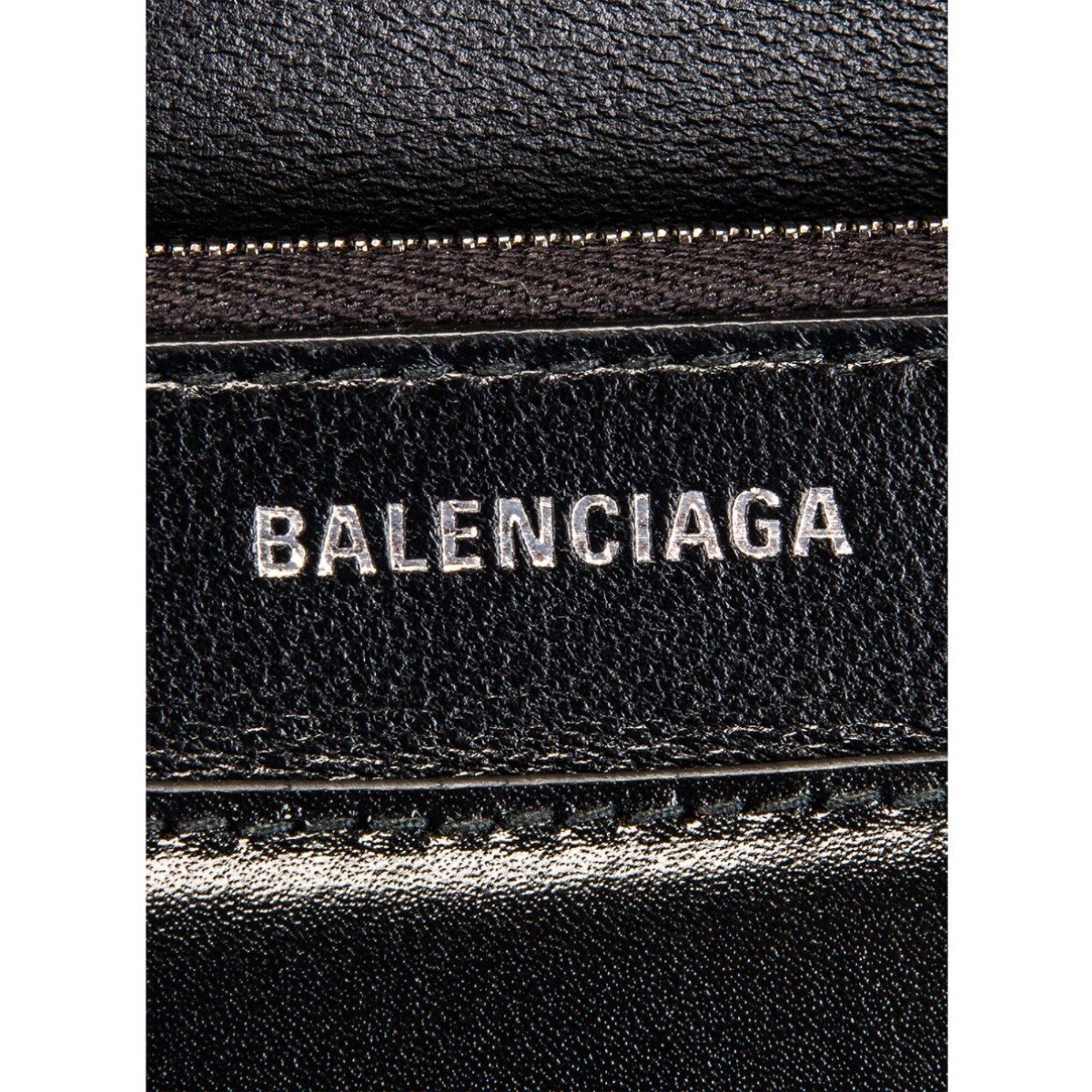 Balenciaga Black Calfskin Leather Chain Wallet Shoulder Bag