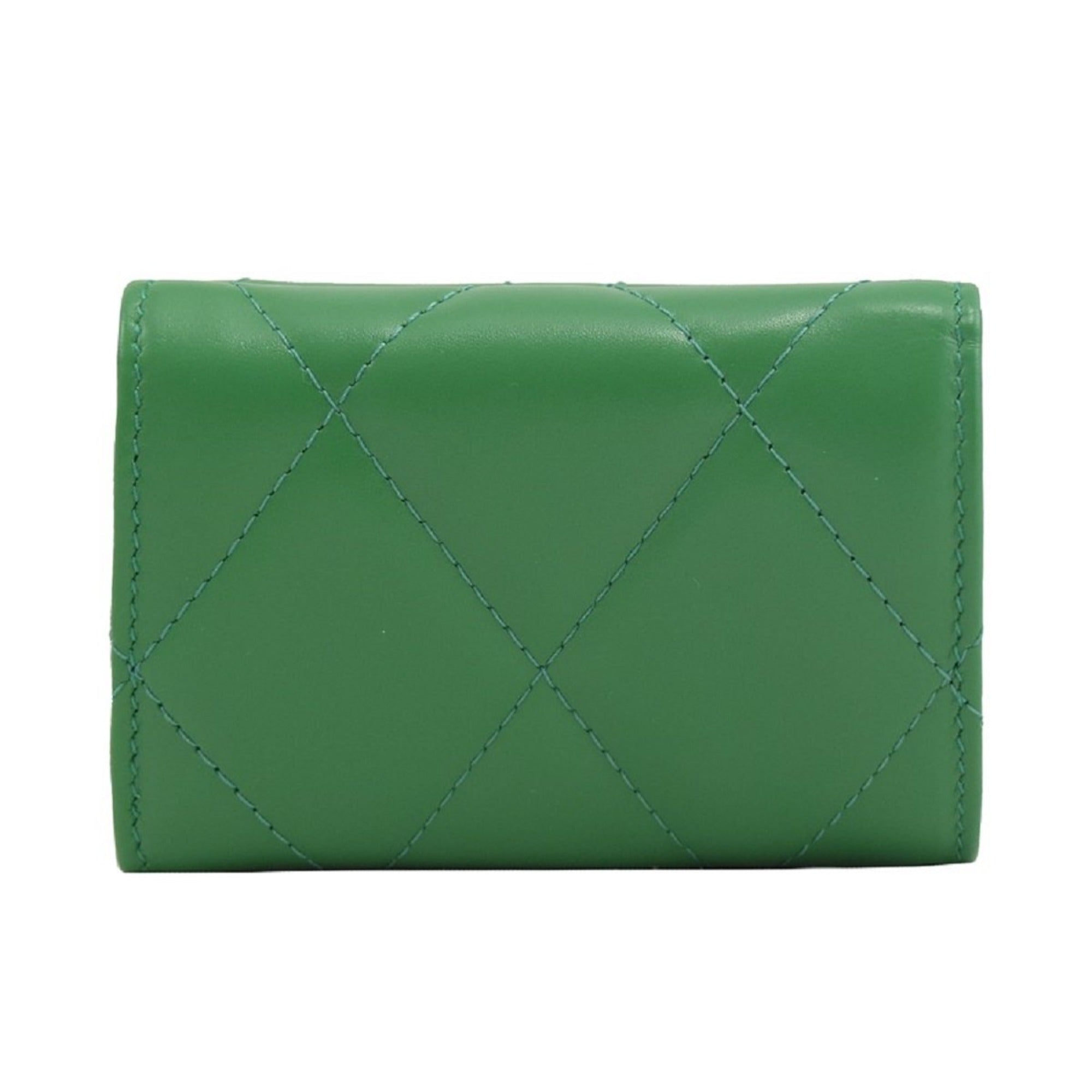 Balenciaga Leaf Green Quilted Nappa Leather Mini Wallet - Luxury Style