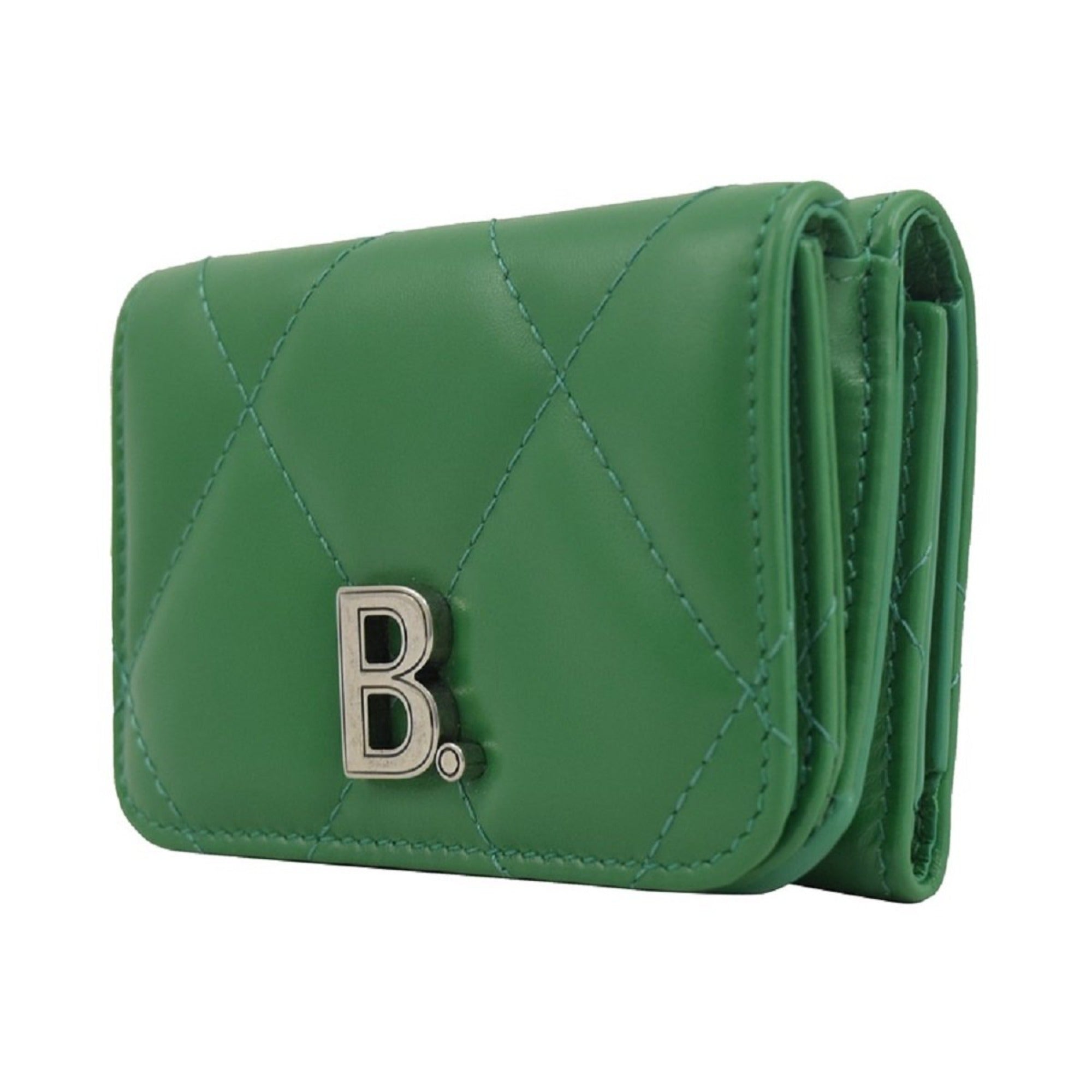 Balenciaga Leaf Green Quilted Nappa Leather Mini Wallet - Luxury Style