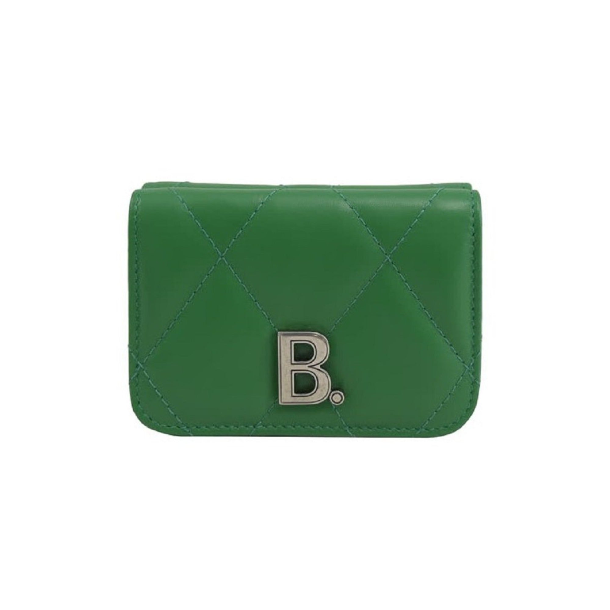 Balenciaga Leaf Green Quilted Nappa Leather Mini Wallet - Luxury Style