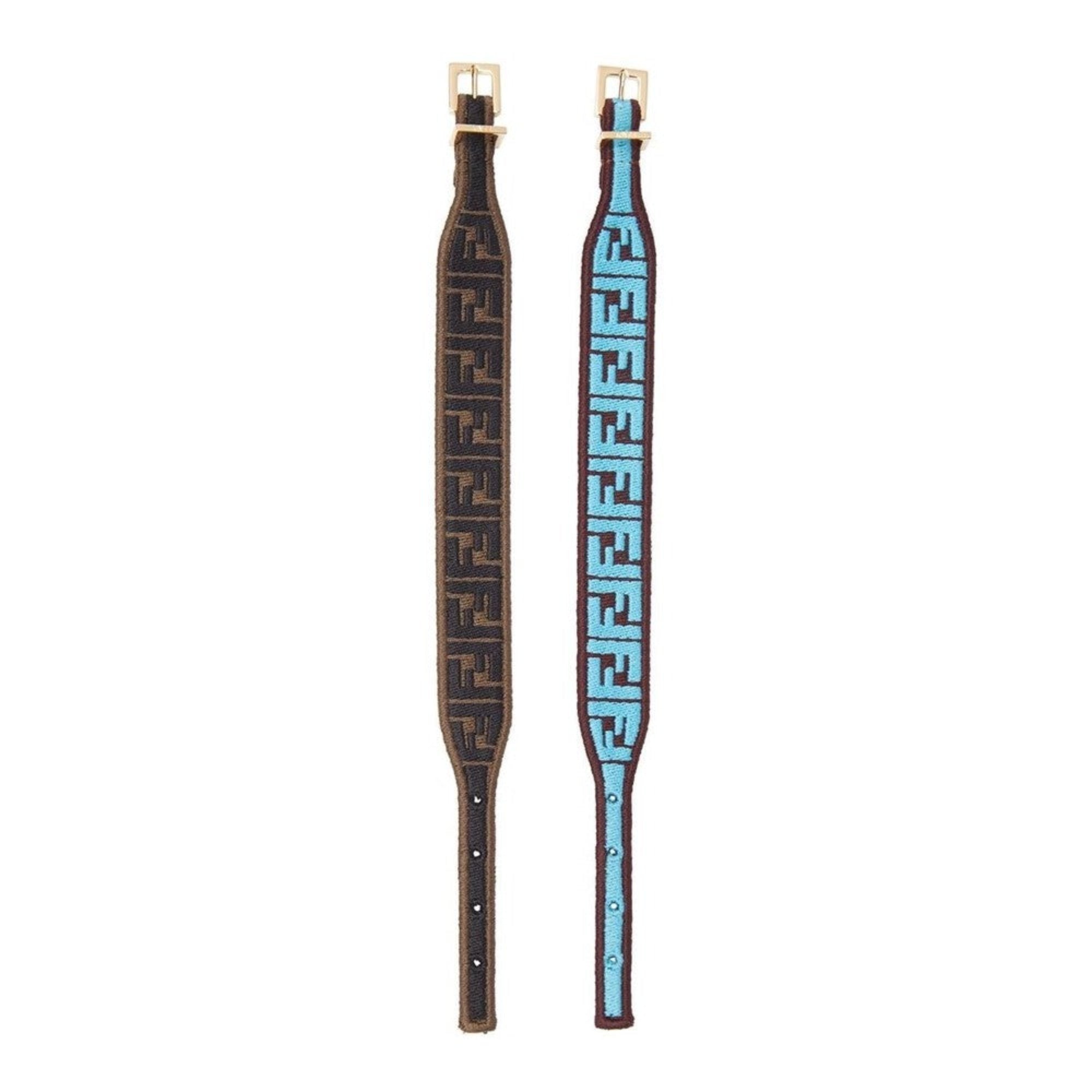 Fendi Bracelet Set: Stylish Brown & Blue Embroidered Bracelets