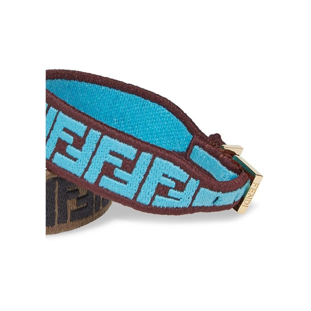 Fendi Bracelet Set: Stylish Brown & Blue Embroidered Bracelets