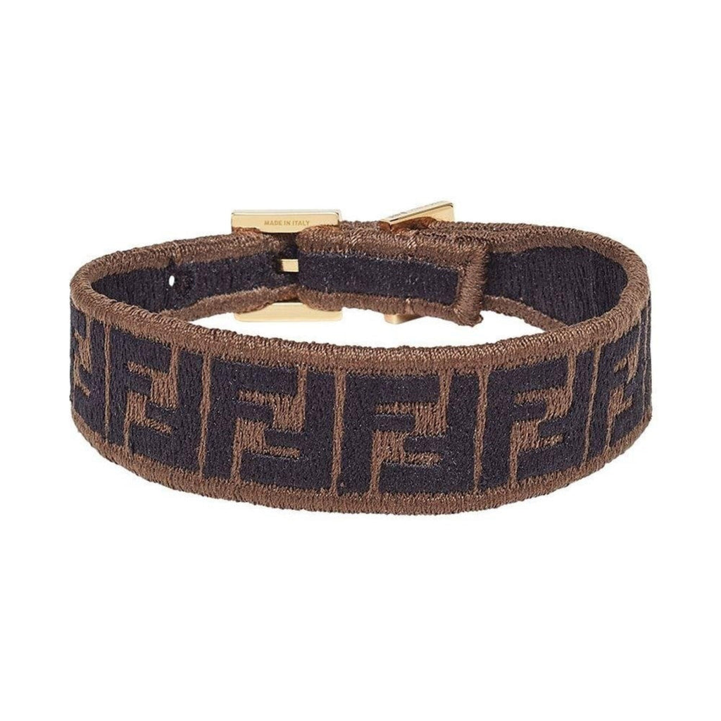 Fendi Bracelet Set: Stylish Brown & Blue Embroidered Bracelets