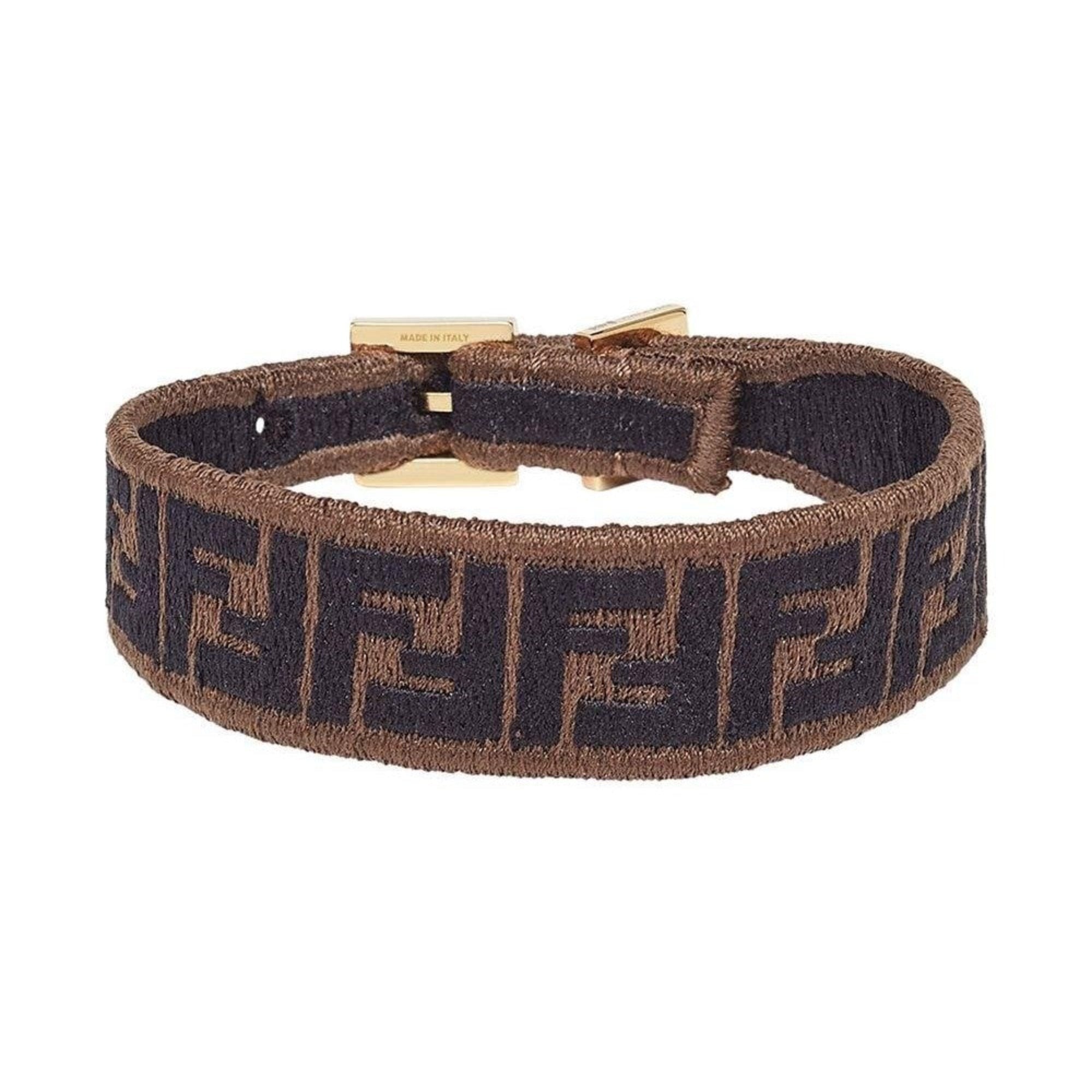 Fendi Bracelet Set: Stylish Brown & Blue Embroidered Bracelets