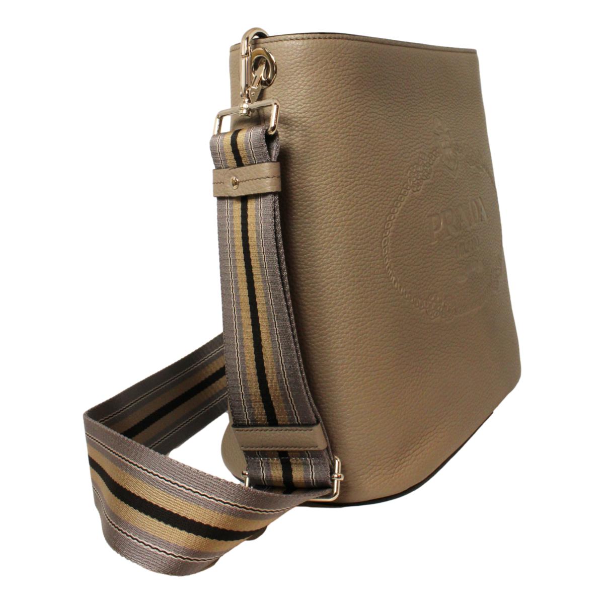 Grey Leather Bucket Bag | Stylish & Versatile | Prada Luxury Accessory
