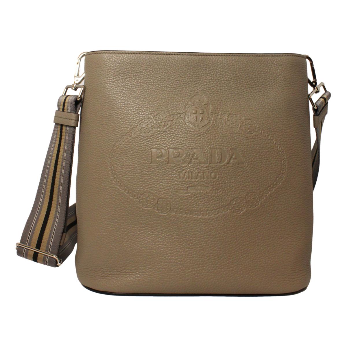 Grey Leather Bucket Bag | Stylish & Versatile | Prada Luxury Accessory