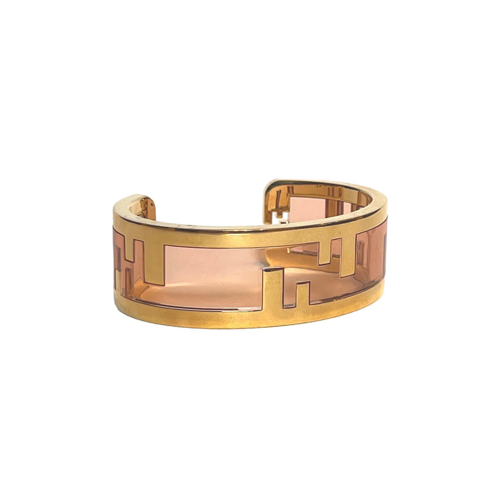 Luxury Jewelries: Fendi O'Lock Gold & Pink Plexiglass Bracelet