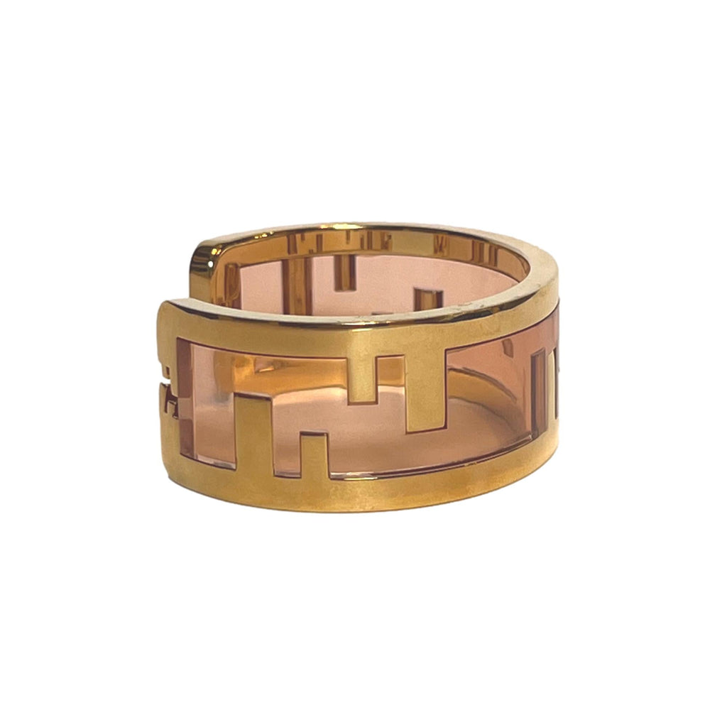 Luxury Jewelries: Fendi O'Lock Gold & Pink Plexiglass Bracelet