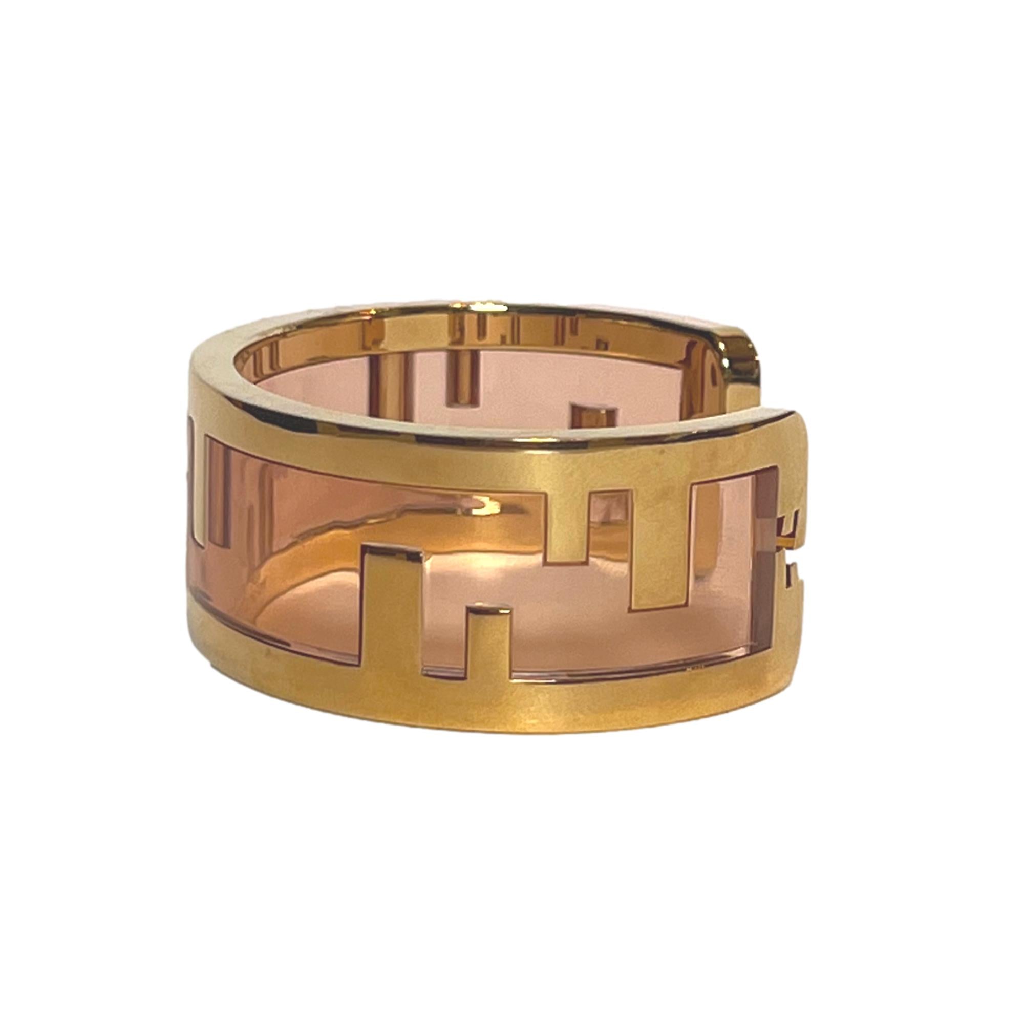 Luxury Jewelries: Fendi O'Lock Gold & Pink Plexiglass Bracelet