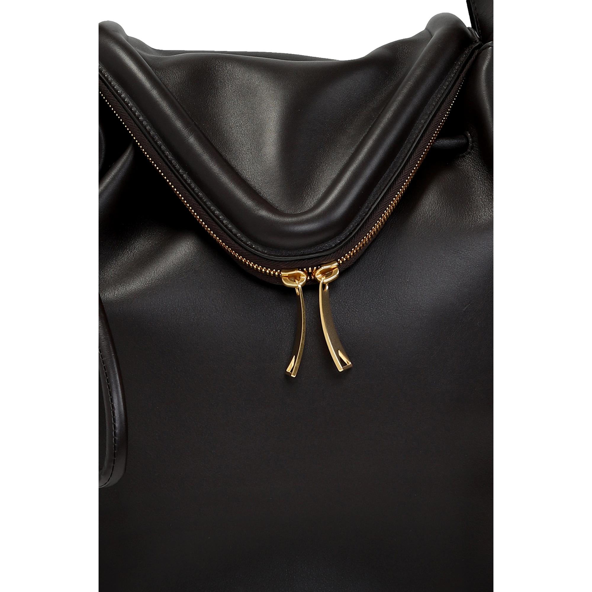 Bottega Shoulder Bag - Elegant Black Calfskin for Timeless Style