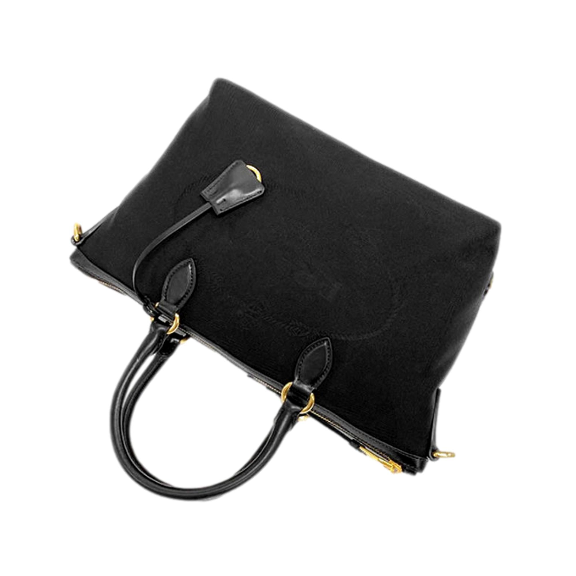 Prada Black Canvas Satchel: Stylish & Versatile Leather Trim Bag