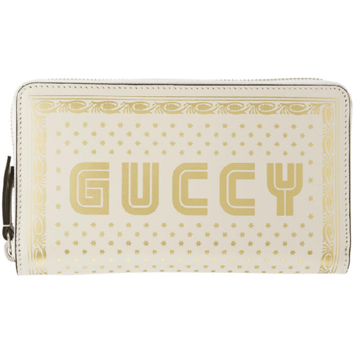 Gucci Sega Stars Wallet: White Leather & Gold Elegance for Everyday