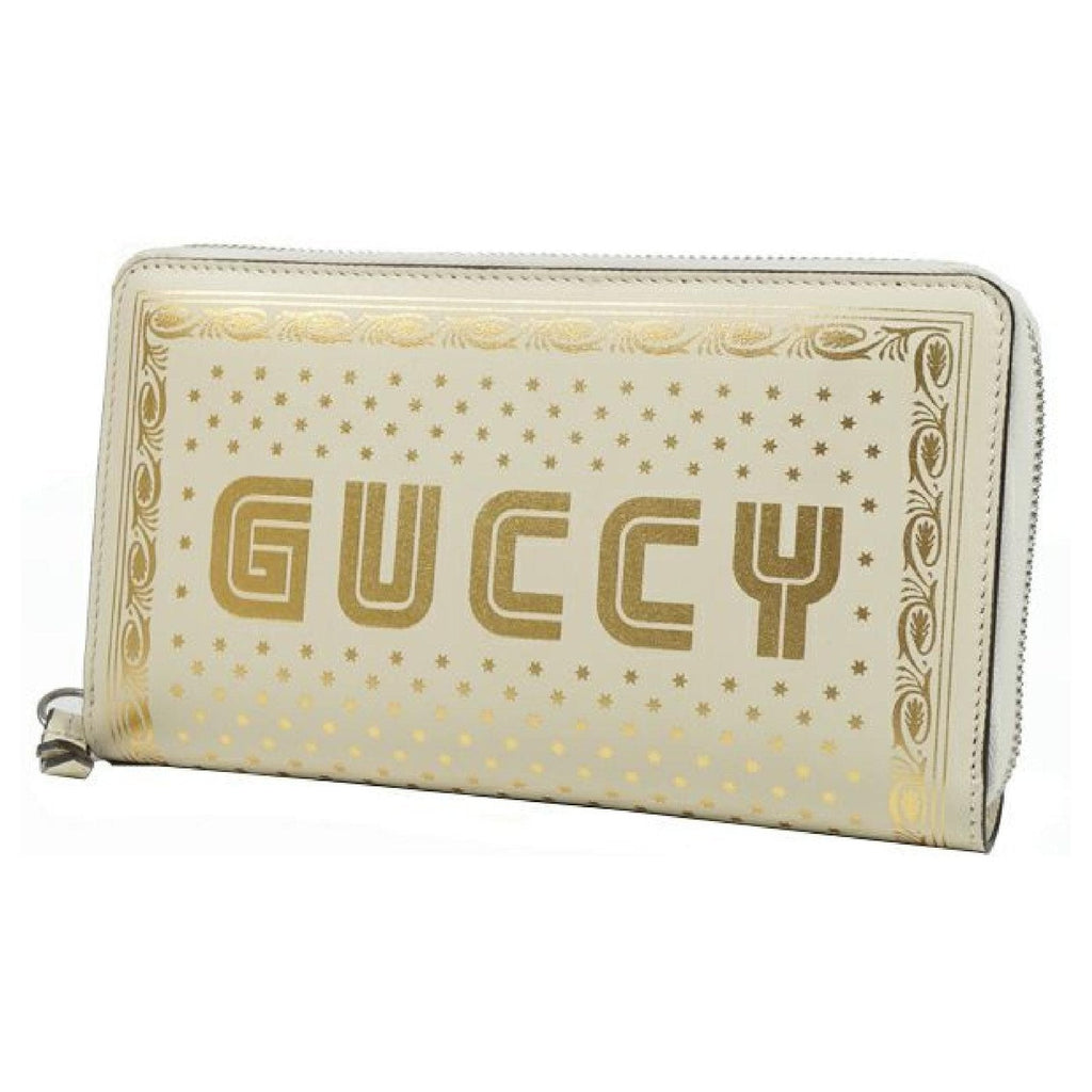 Gucci Sega Stars Wallet: White Leather & Gold Elegance for Everyday