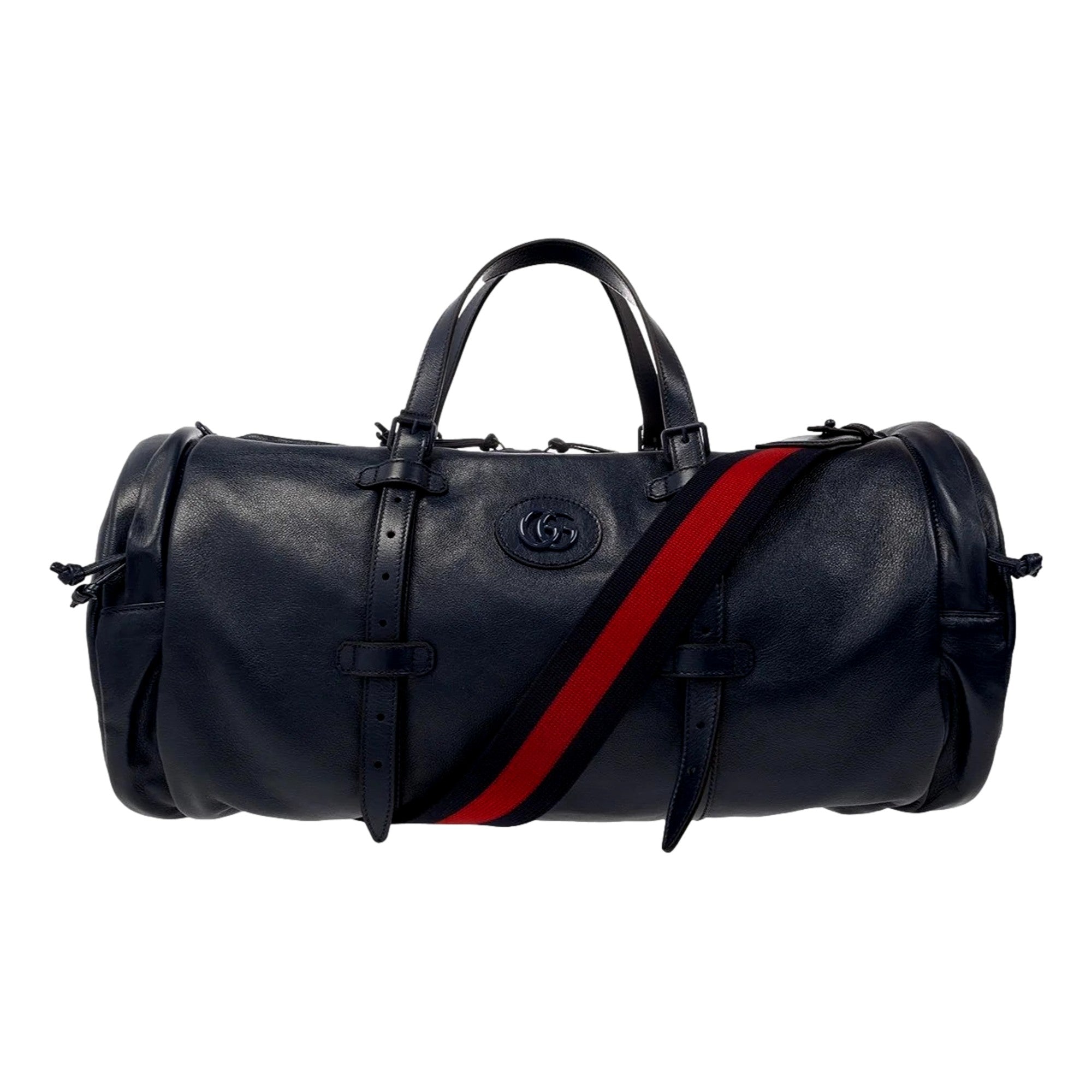 Gucci GG Logo Blue Leather Duffle Tote - Luxury & Versatility