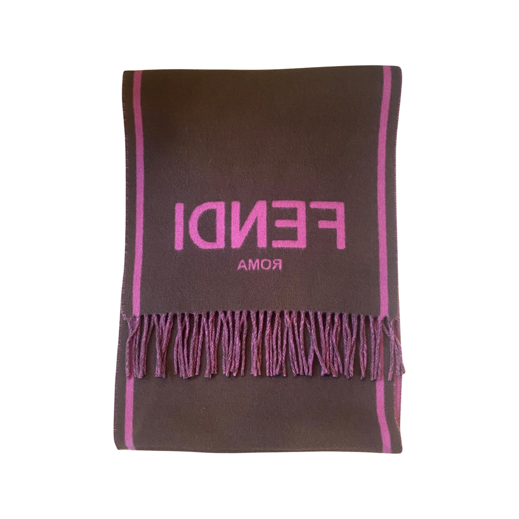Fendi Roma Cashmere Scarf - Purple Grey Elegance, Made in Italy