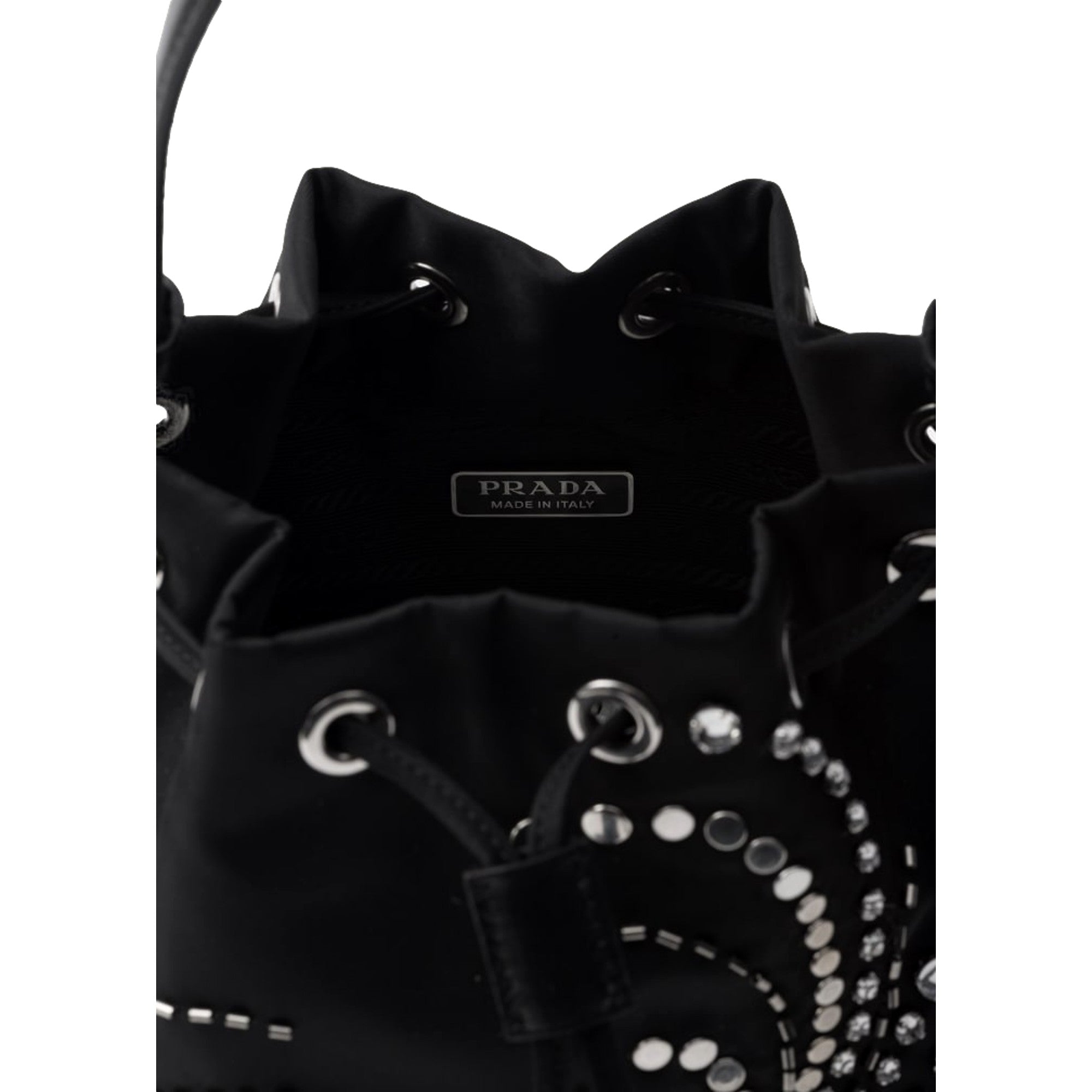 Prada Black Beaded Bucket Bag - Sustainable Elegance in Re-Nylon