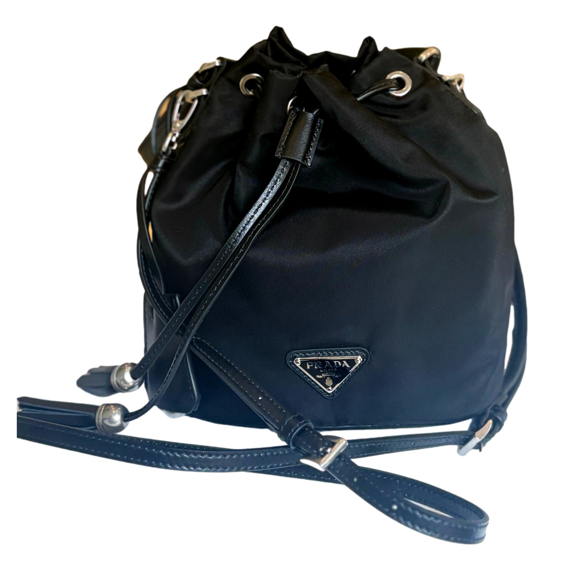 Prada Re-Nylon Black Bucket Bag - Sustainable Luxury & Style