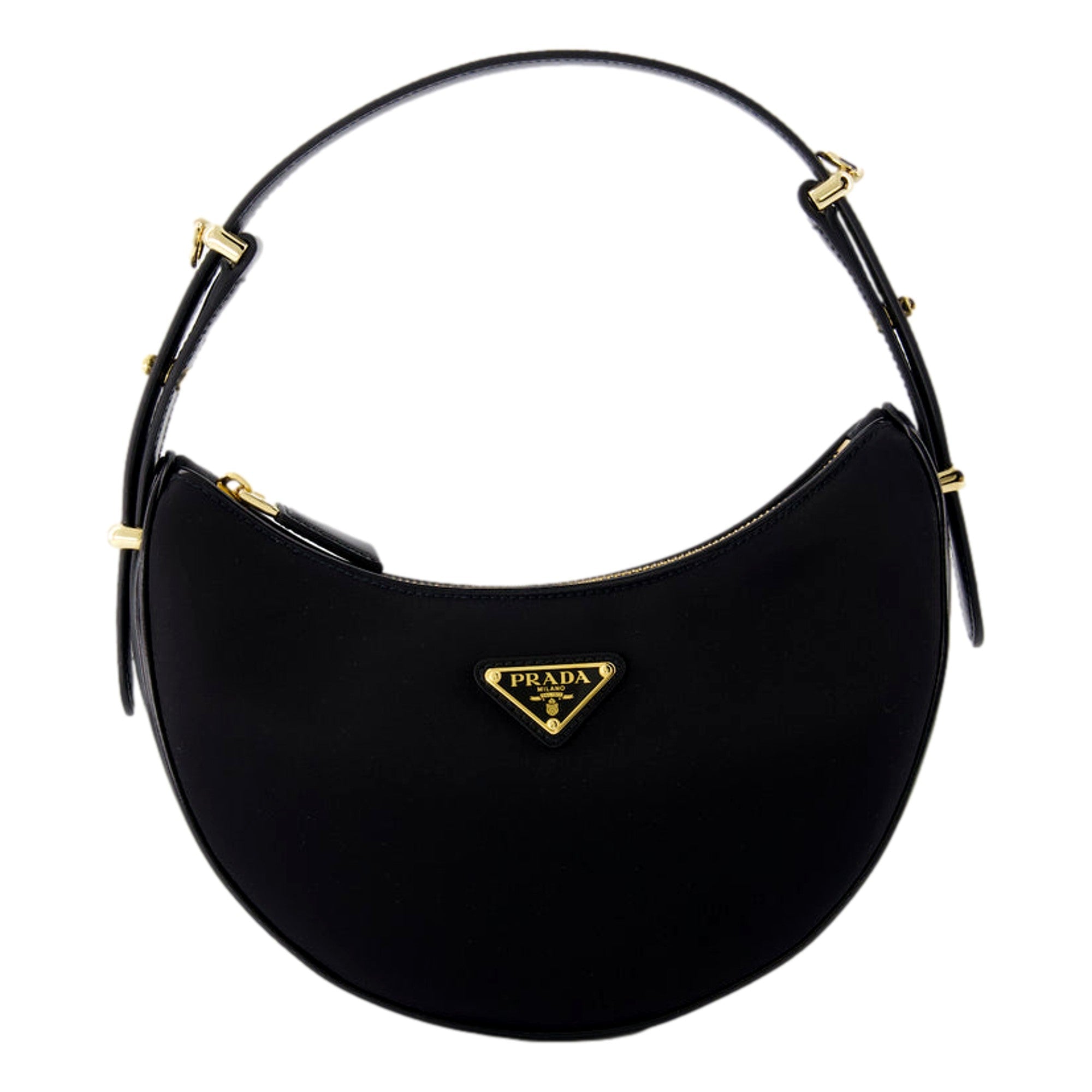Prada Arqué Black Shoulder Bag: Luxury Re-Nylon & Leather Design