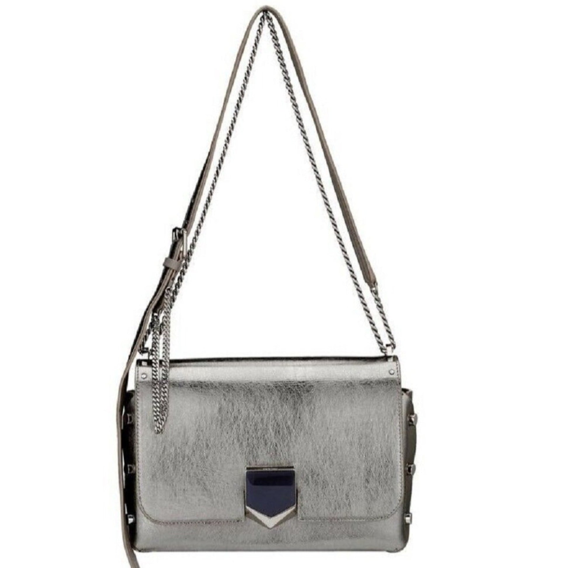 Jimmy Choo Metallic Silver Lockett Crossbody Bag - Chic & Versatile