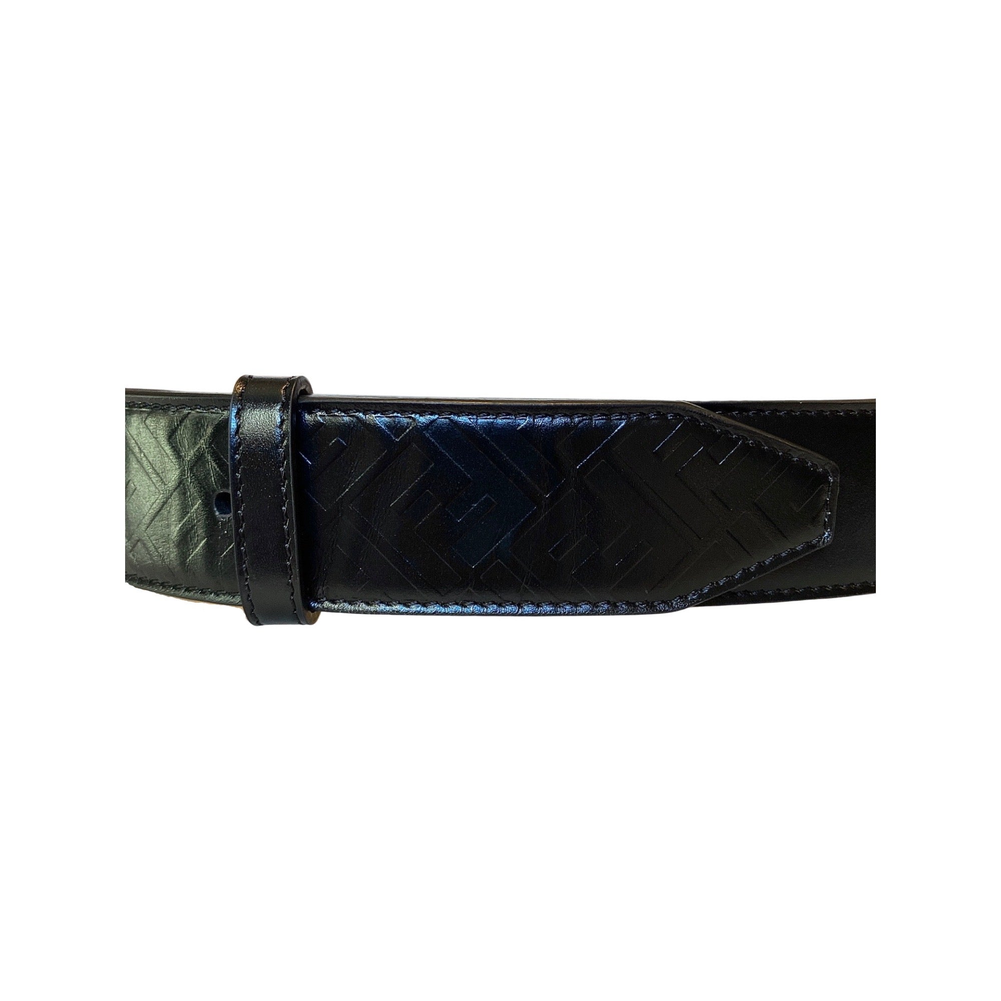 Fendi Belt: Smooth Black Leather with Silver Buckle - Perfect Fit -  This essential accessory effortlessly transitions between casual and formal looks. Made from smooth black calfskin leather, this Fendi Belt features a sleek silver-tone buckle and an adjustable fit, combining refined style with everyday comfort.Model: 7C0434Black calfskin leatherDebossed FF logo designSilver-tone buckleAdjustable up to 40"Includes authenticity cards and dust bagMade in Italy Shop Bags 
