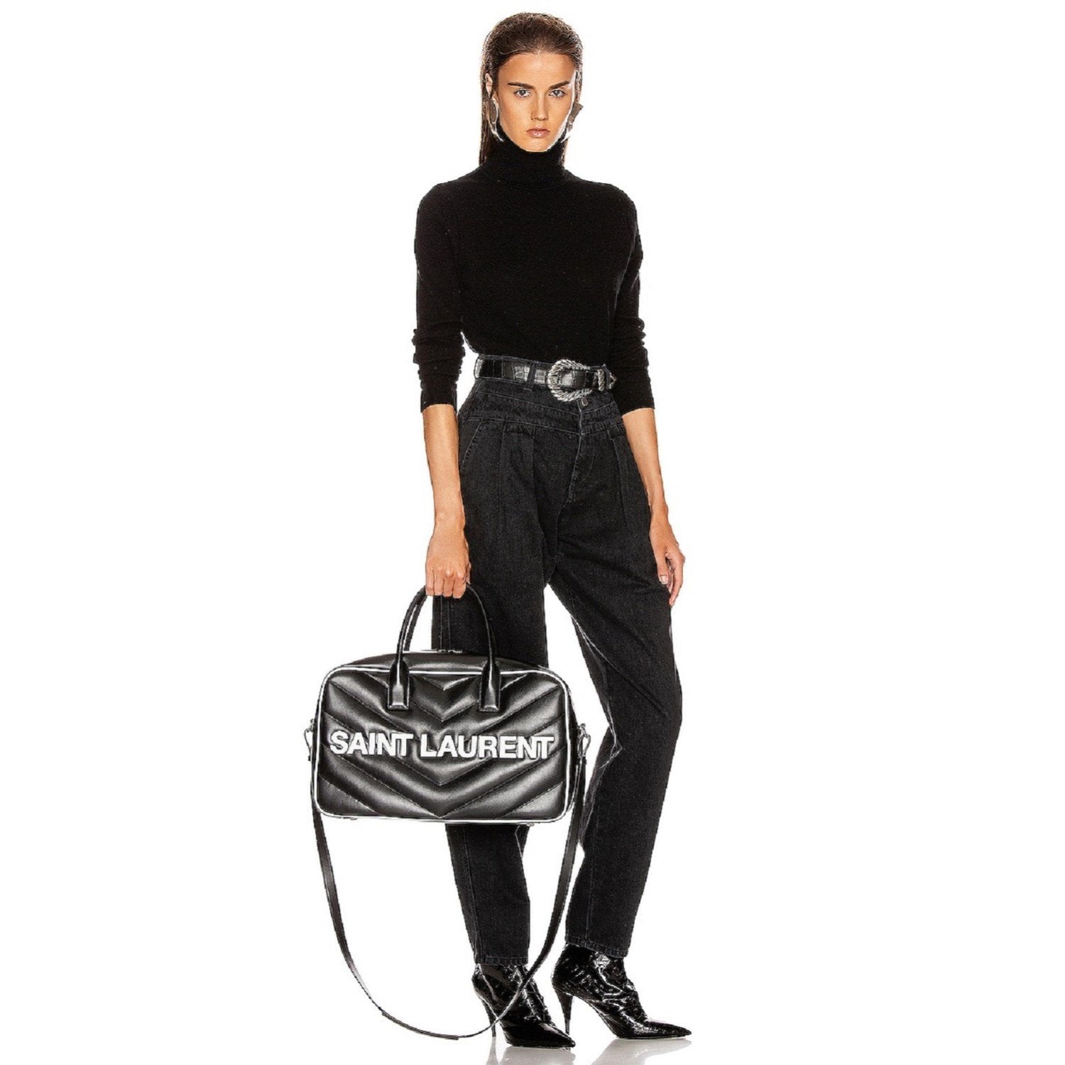 Saint Laurent Miles Black Leather Duffel - Stylish & Functional Bag