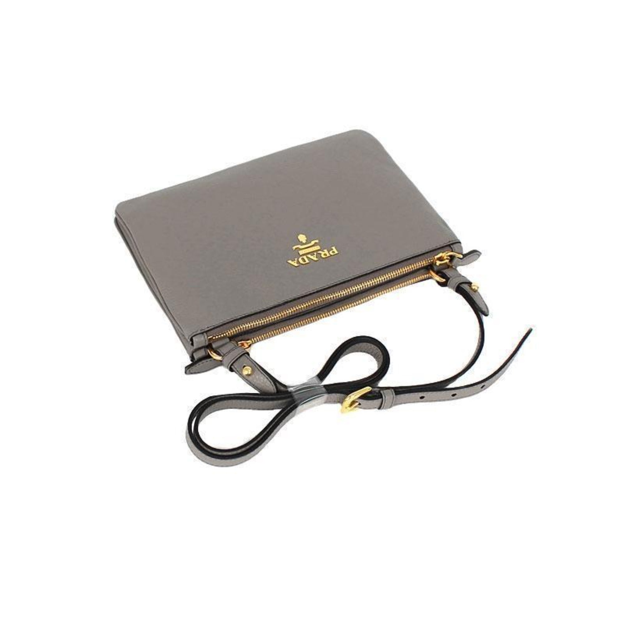 Prada Vitello Phenix Gray Crossbody - Chic Design, Ample Space
