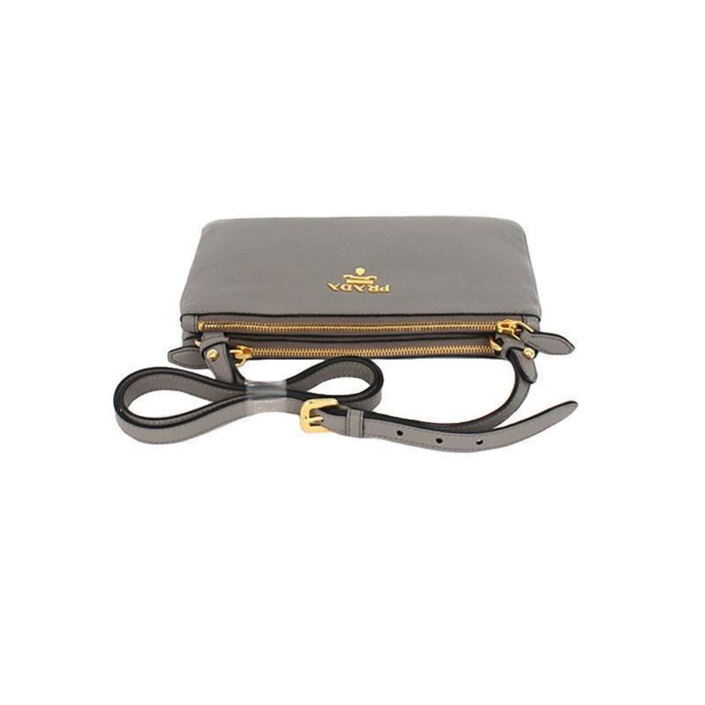Prada Vitello Phenix Gray Crossbody - Chic Design, Ample Space