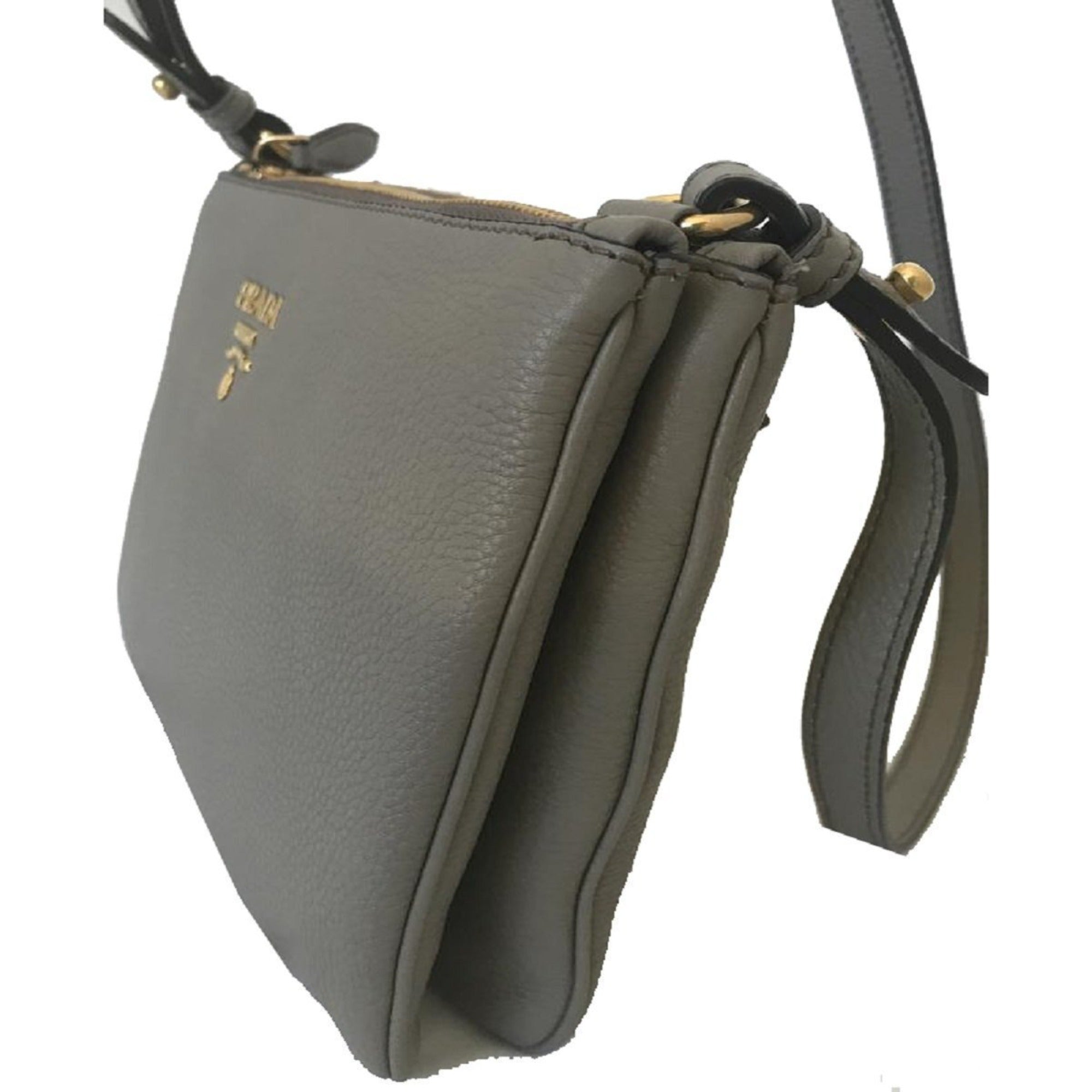 Prada Vitello Phenix Gray Crossbody - Chic Design, Ample Space
