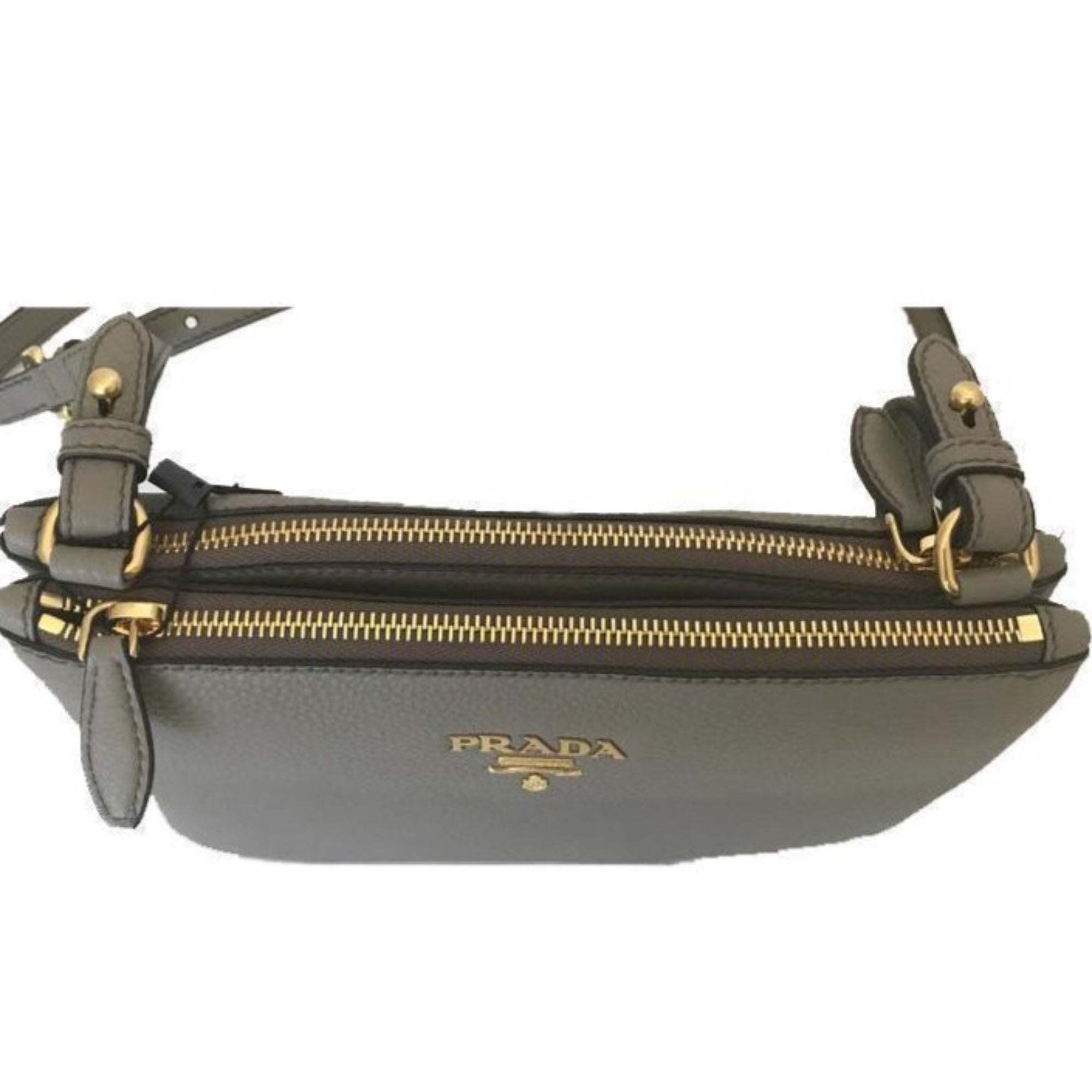 Prada Vitello Phenix Gray Crossbody - Chic Design, Ample Space