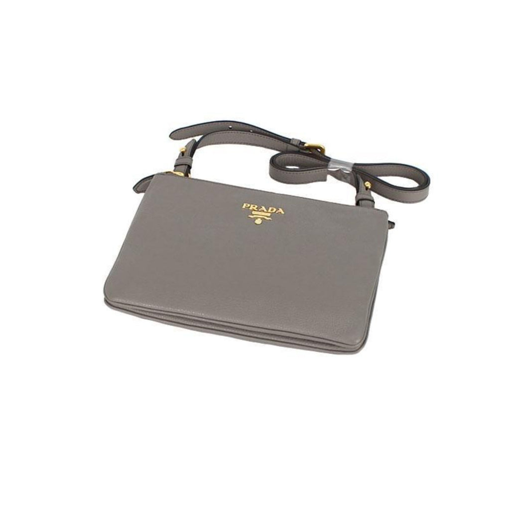 Prada Vitello Phenix Gray Crossbody - Chic Design, Ample Space