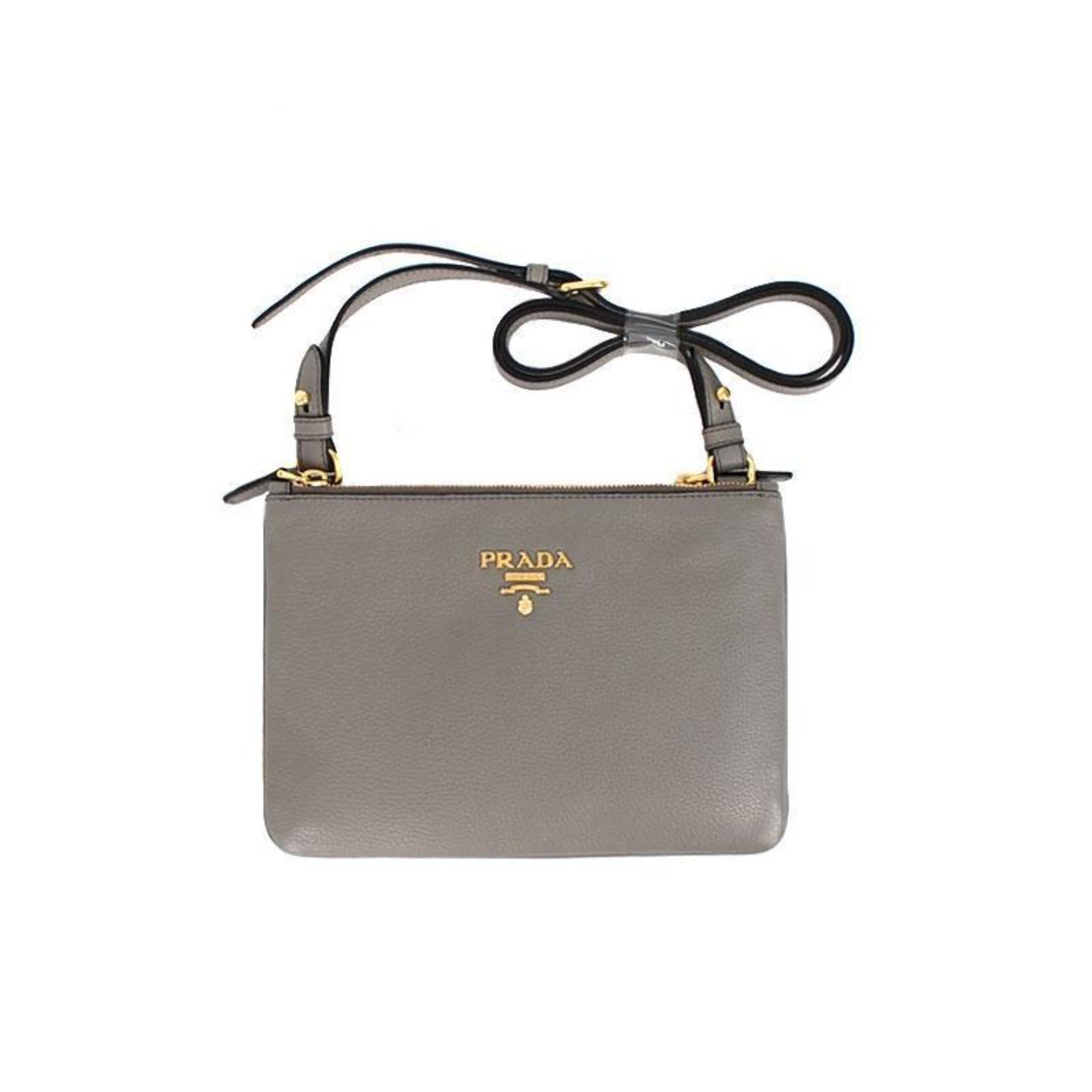 Prada Vitello Phenix Gray Crossbody - Chic Design, Ample Space