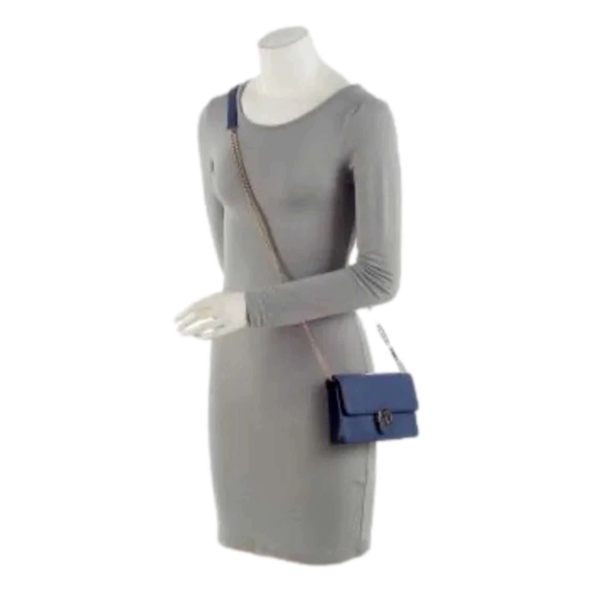 Gucci Blue Marmont GG Leather Chain Wallet & Crossbody Bag