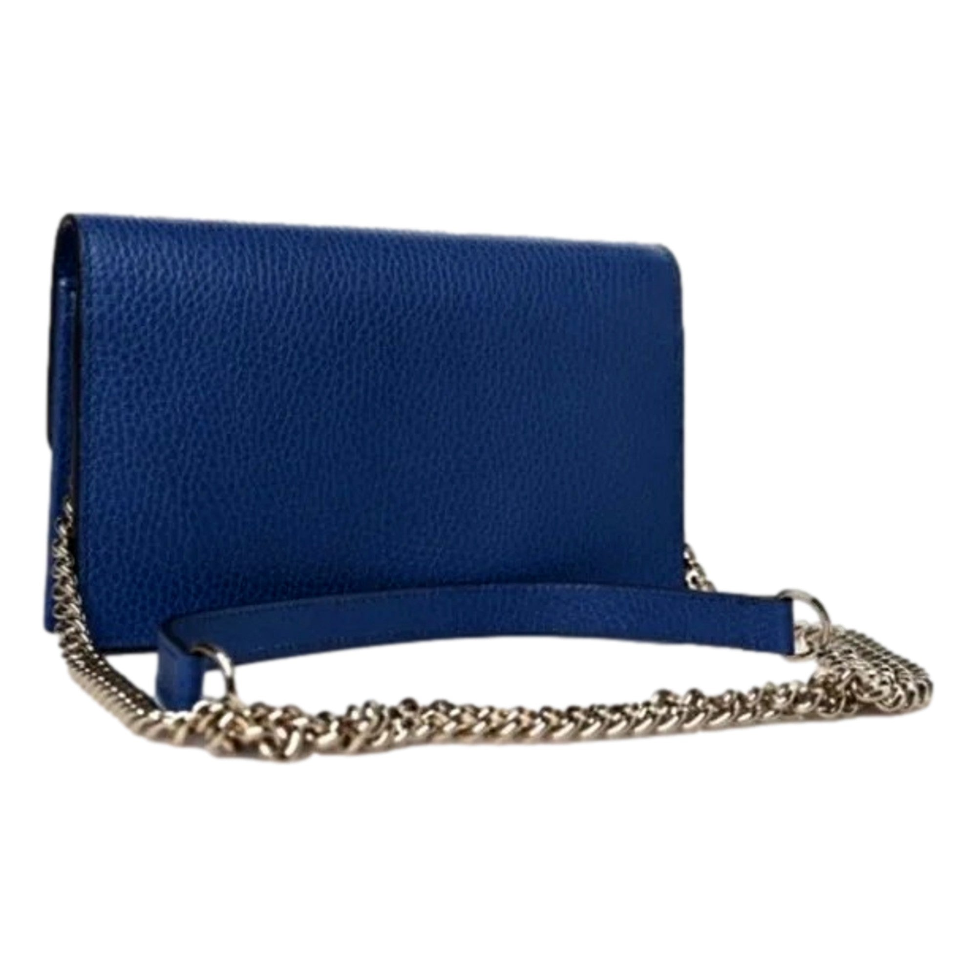 Gucci Blue Marmont GG Leather Chain Wallet & Crossbody Bag