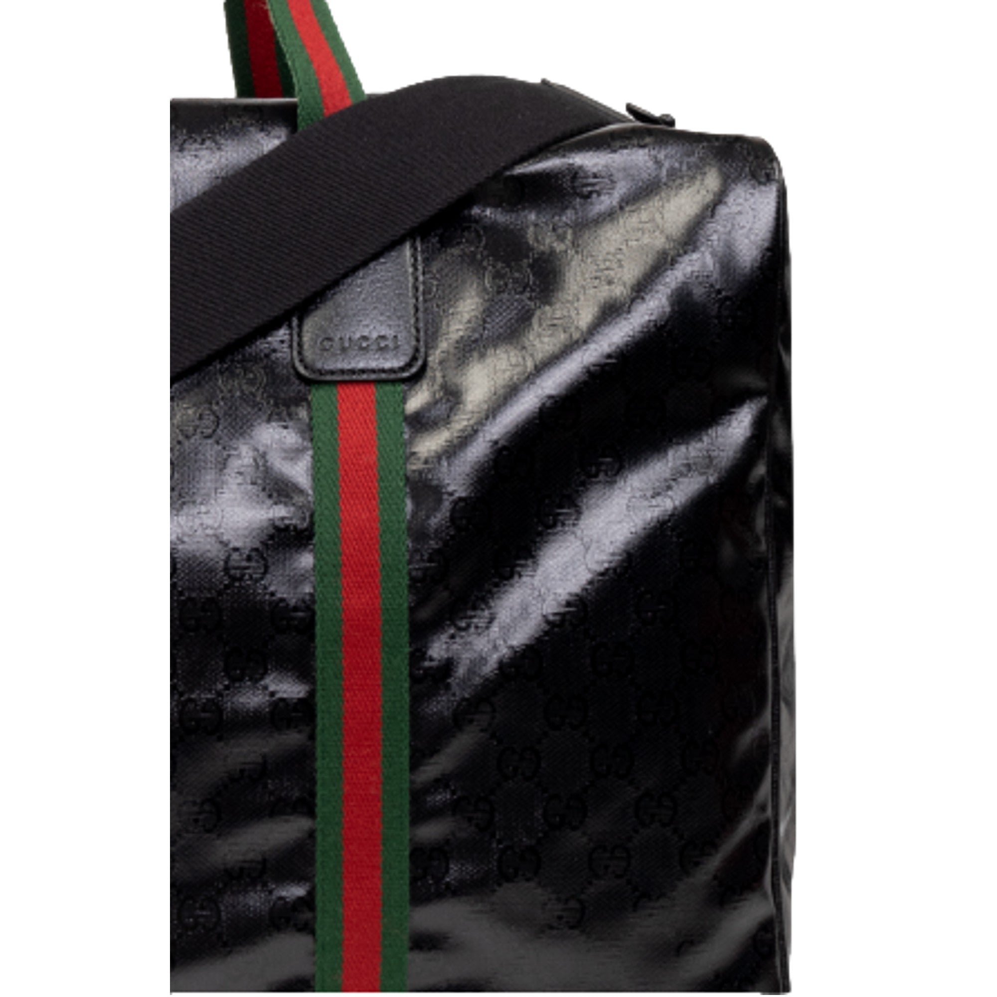 Gucci GG Duffle Maxi: Black Glossy Calfskin Leather Travel Bag