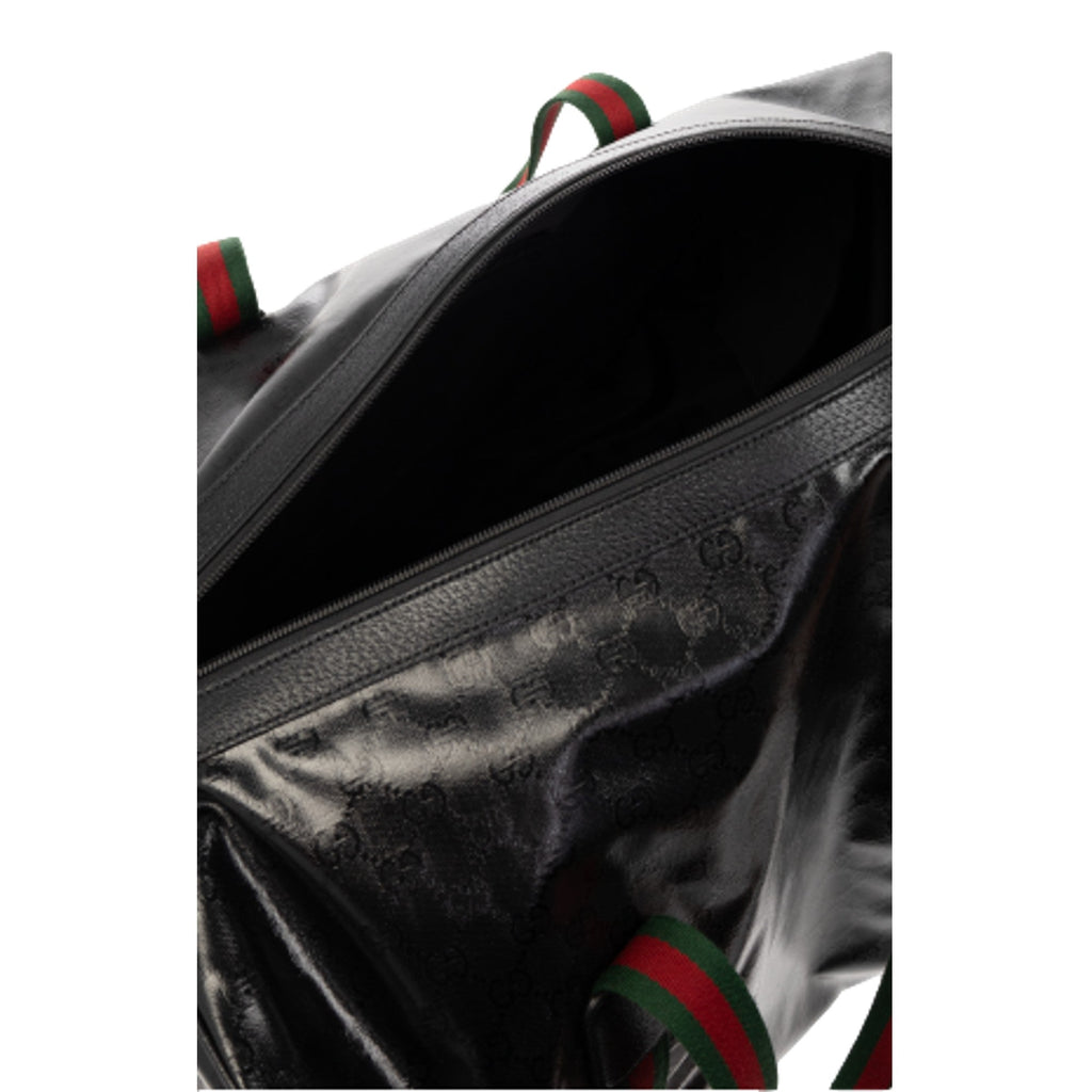 Gucci GG Duffle Maxi: Black Glossy Calfskin Leather Travel Bag