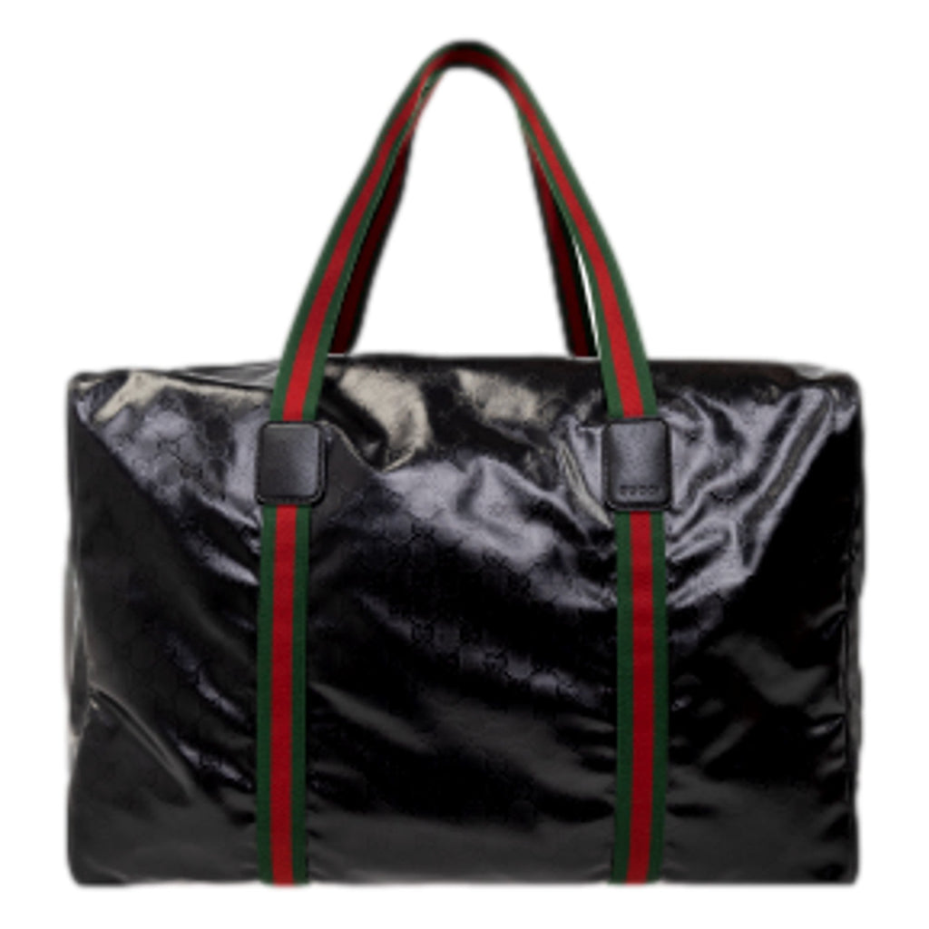 Gucci GG Duffle Maxi: Black Glossy Calfskin Leather Travel Bag