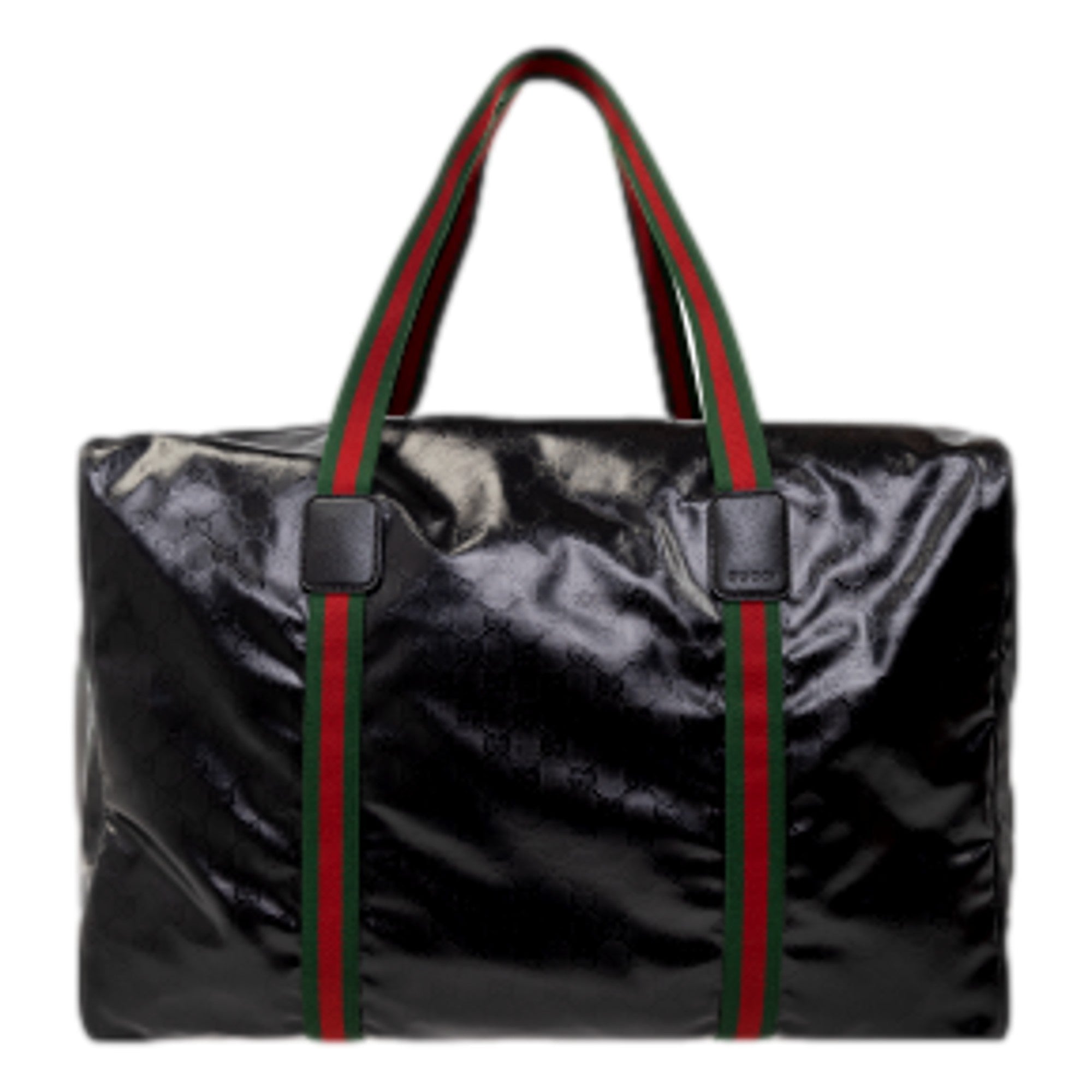 Gucci GG Duffle Maxi: Black Glossy Calfskin Leather Travel Bag