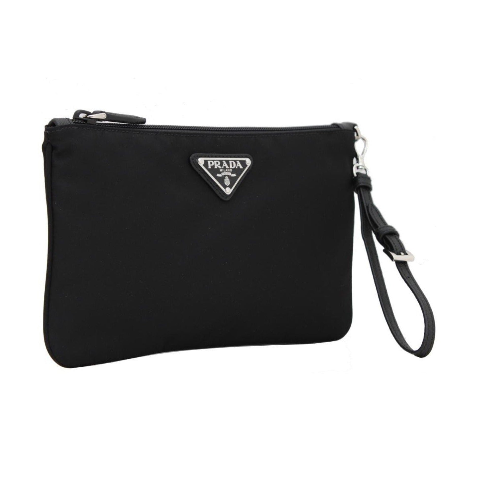 Prada Black Tessuto Nylon Wristlet Clutch - Sleek & Functional Design