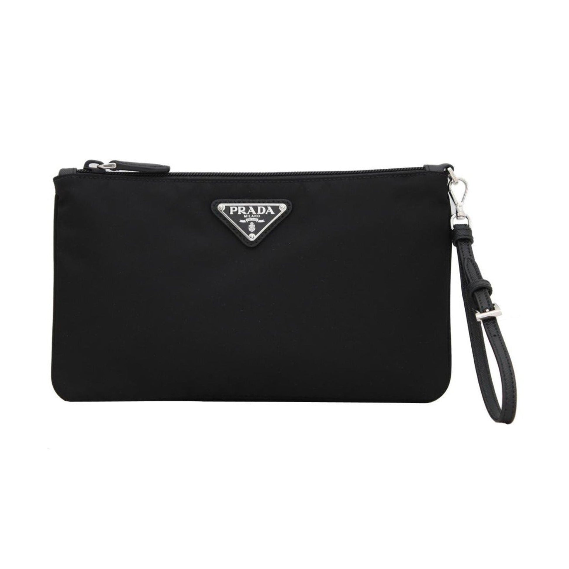 Prada Black Tessuto Nylon Wristlet Clutch - Sleek & Functional Design