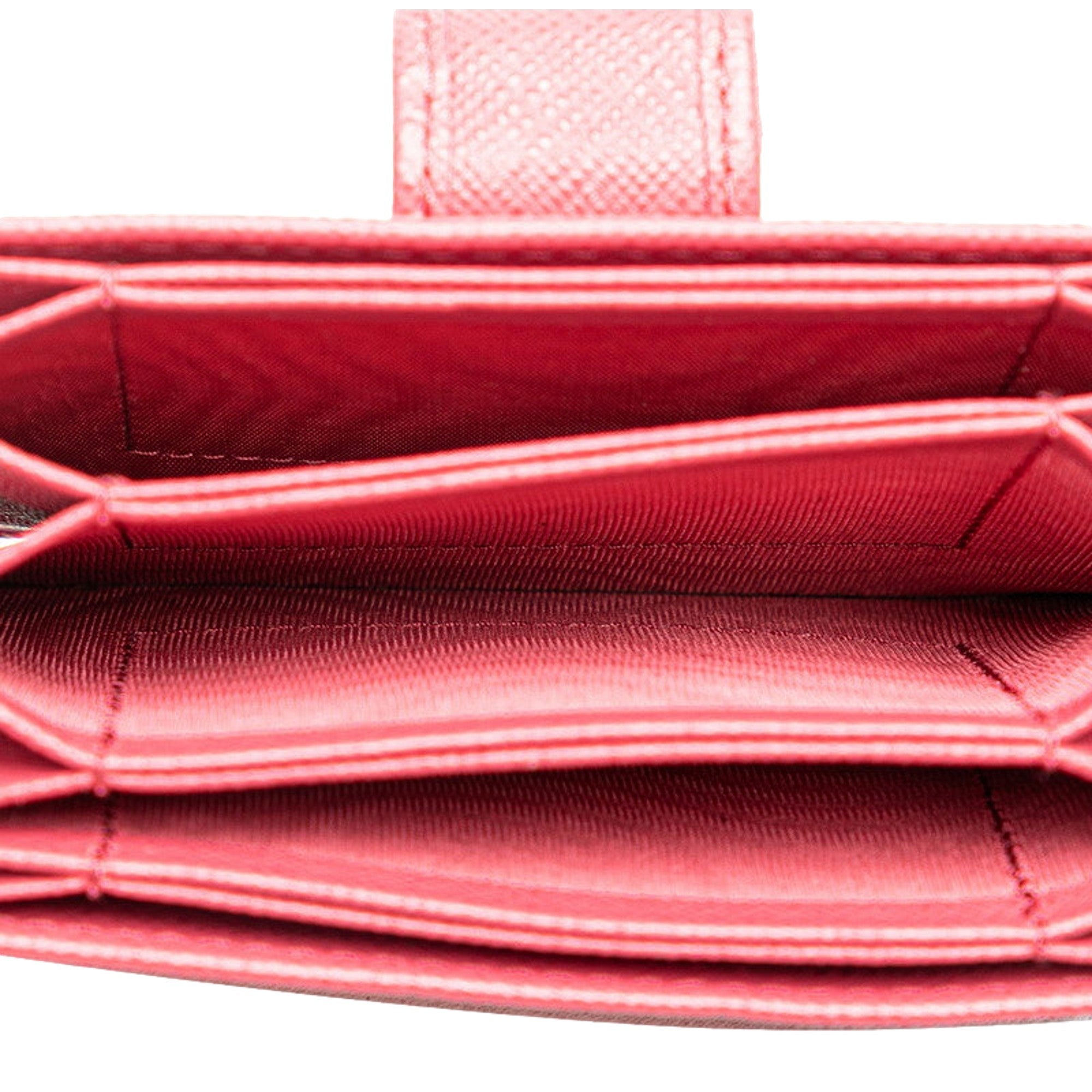 Prada Saffiano Leather Wallet - Stylish Card Case in Peonia Pink