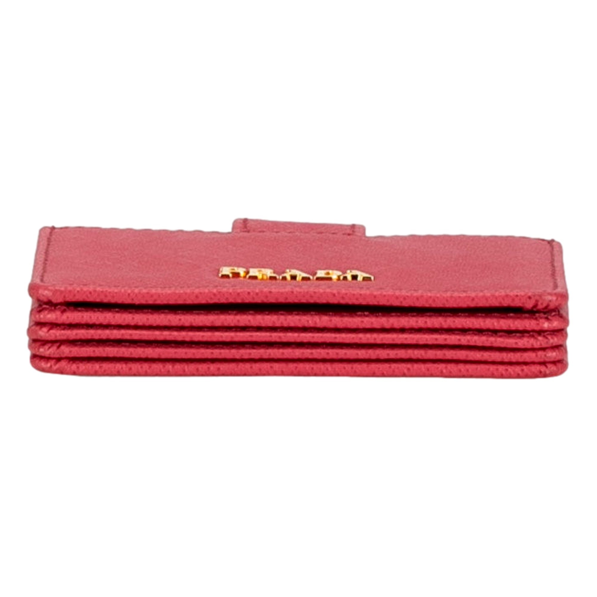 Prada Saffiano Leather Wallet - Stylish Card Case in Peonia Pink